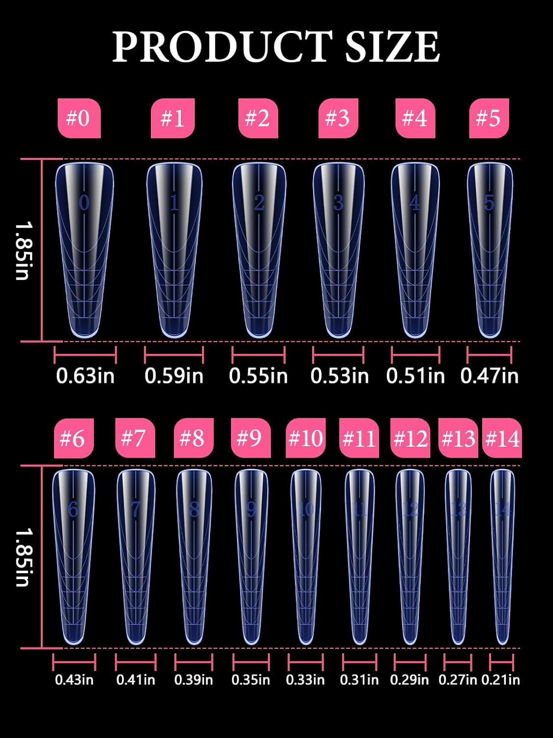 EBANKU 150PCS Blue Dual Nail Forms System Coffin Nail Mold Tips Acrylic Stiletto Nail Extension Tools for Nail Art Salon Nails Design, 15 Sizes image number 3
