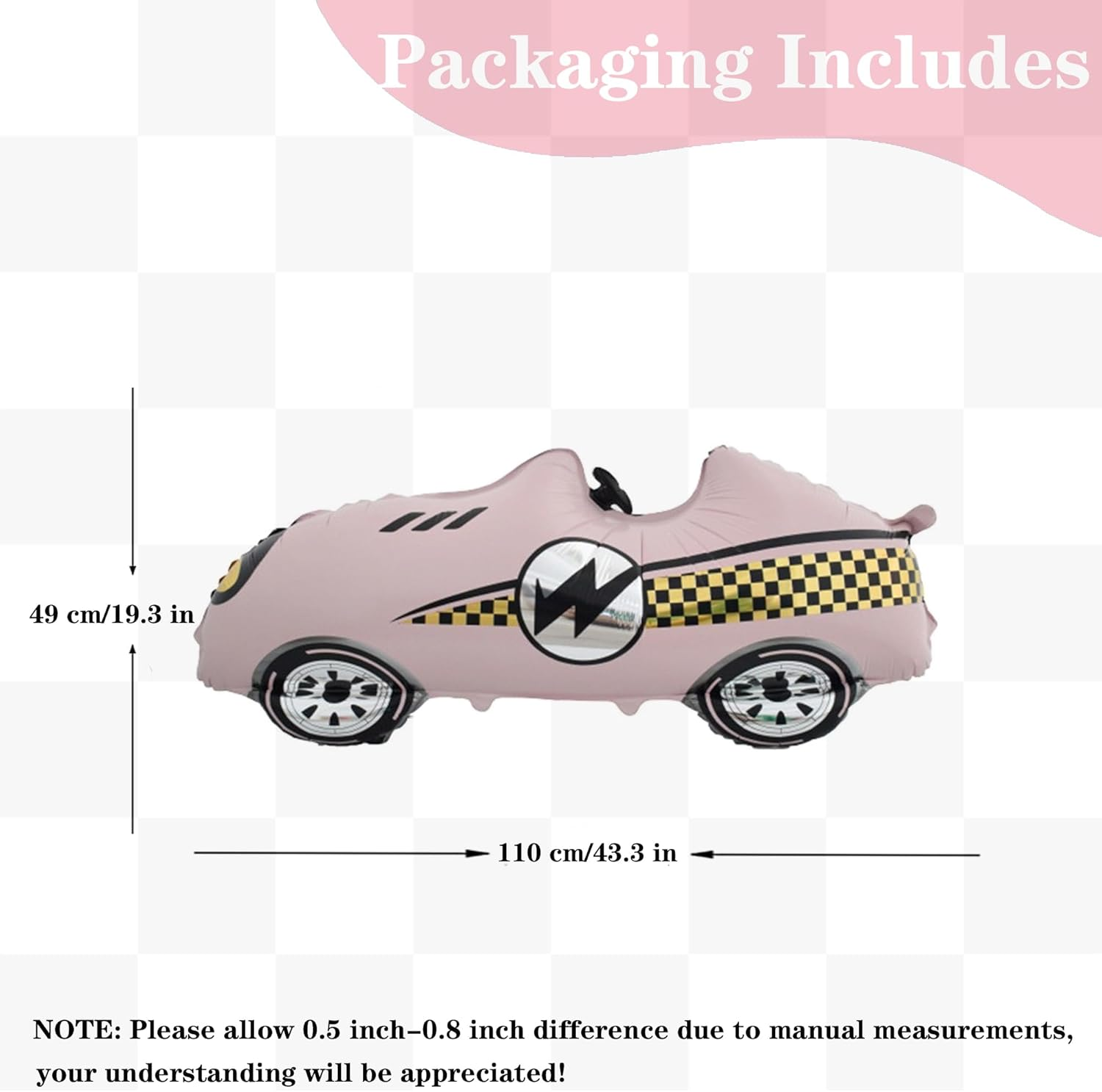 Race Car Balloons Racing Car Foil Balloon Birthday Party Decorations Race Car Theme Party Decorations Kids Boy Racing Party Supplies 2PCS (Blue and Pink) image number 5