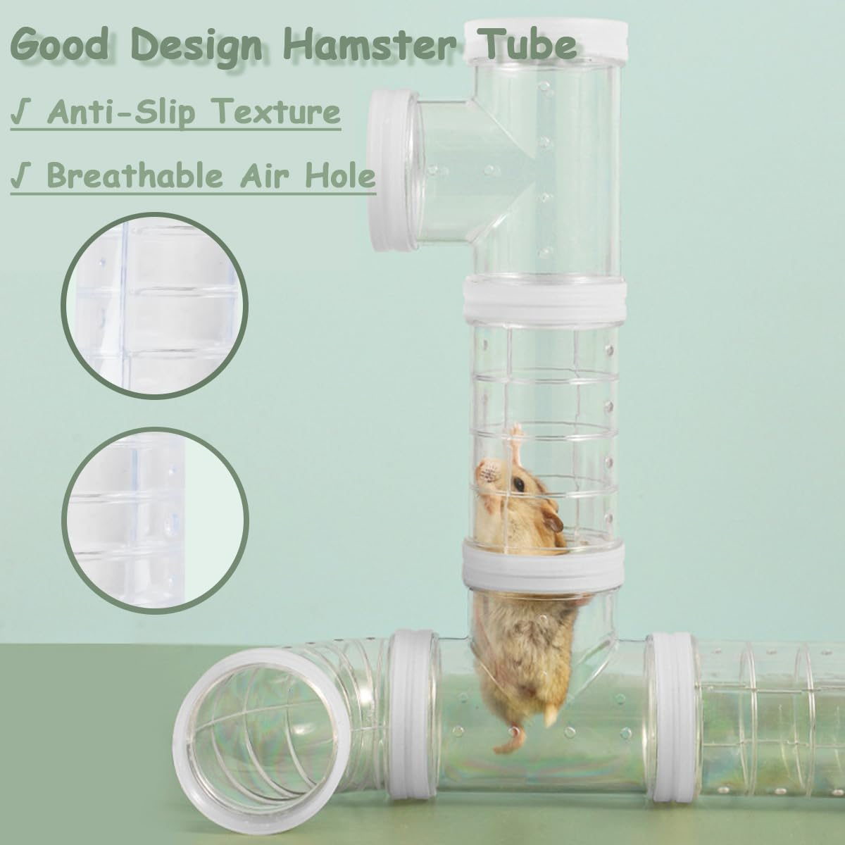 2 Hamster Tubes Kits, DIY Hamster Tunnel Adventure External Tube, Transparent Connection Rail Rat Toy Hamster Cage Accessories for Hamster Mouse Small Animals Sports Expand the Space image number 6
