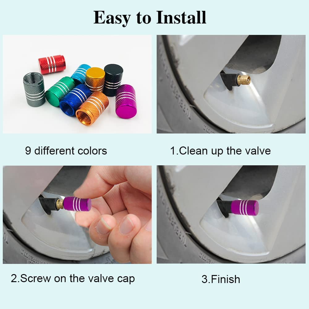 36 PCS Tire Valve Stem Caps, Finegood Aluminium Tire Valve Cap Universal Valve Stem Covers Tire Caps for Cars, Bikes, Trucks, SUVS, Motorcycles image number 2