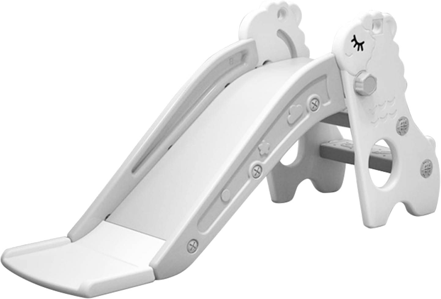 Kids Indoor Sliding Slide - Freestanding Foldable Slide Toy with Stable Base & Non-Slip Steps for Home, Compact 108X35X50Cm (Pink Gray)