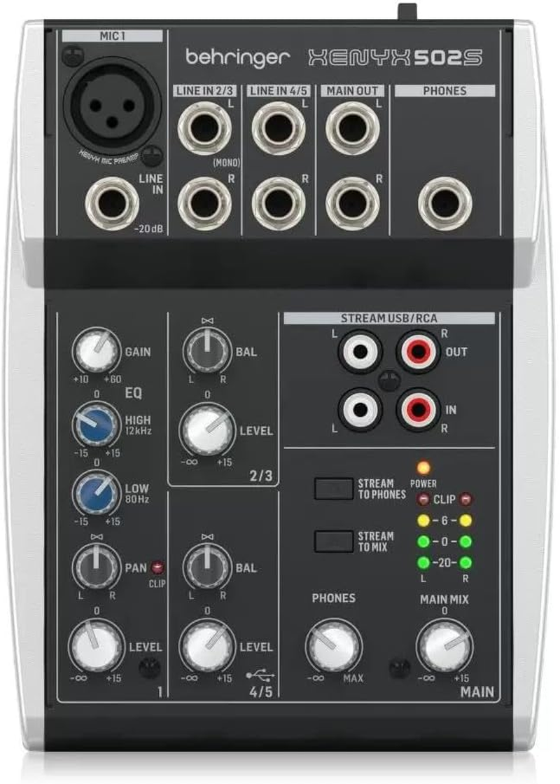 Behringer XENYX 502S Premium Analog 5-Input Mixer with USB Streaming Interface image number 1