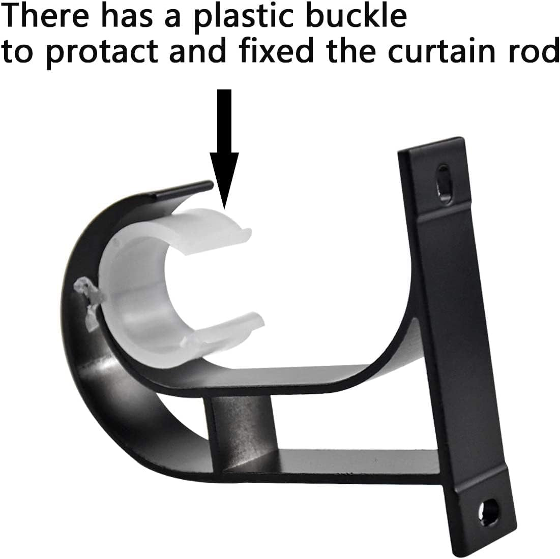 4 Pack Ceiling Curtain Pole Brackets, Heavy Duty Curtain Rail Bracket, Aluminum Alloy, Black Curtain Rod Support Ceiling Brackets Holders for 25Mm to 30Mm Drapery Poles image number 3