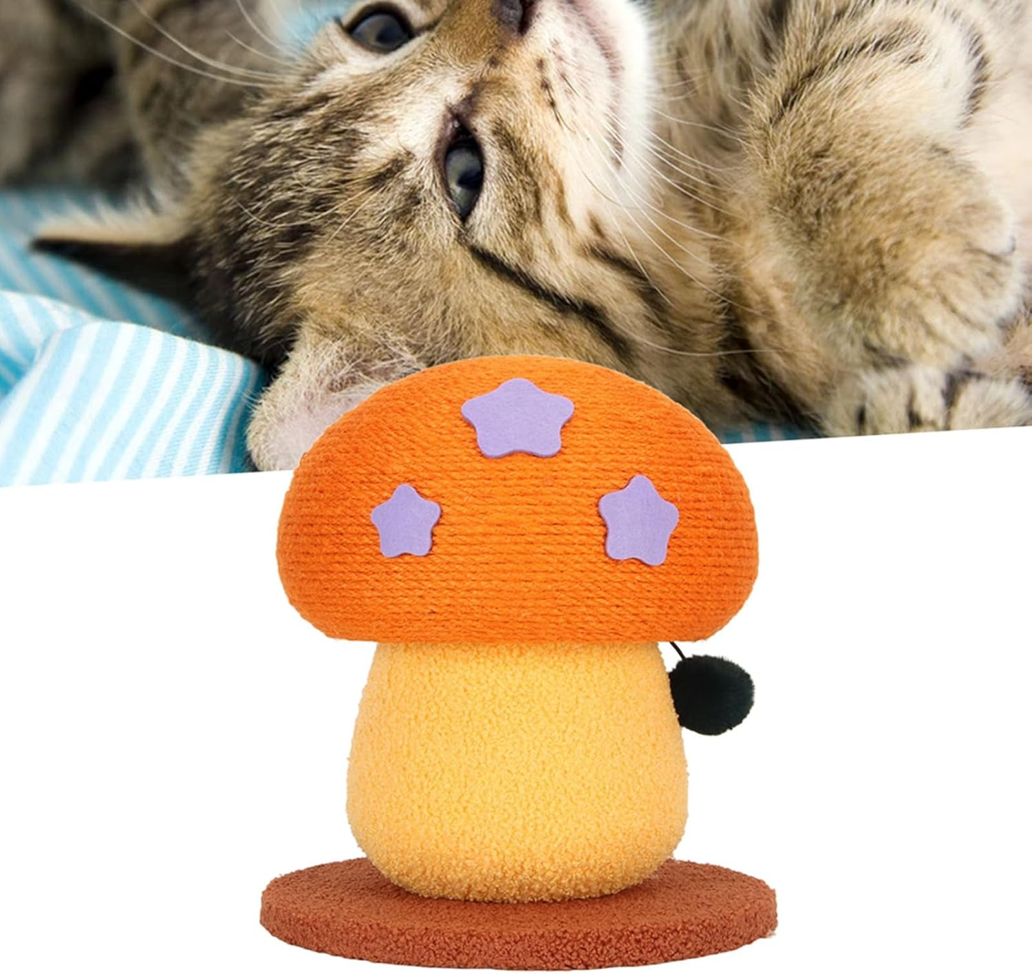 Cat Scratching Post, Claw Grinding Scratch Resistant Mushroom Shape Sisal Tall Kitten Scratcher, Durable Grinding Claws Cat Scratch Post for Indoor image number 2