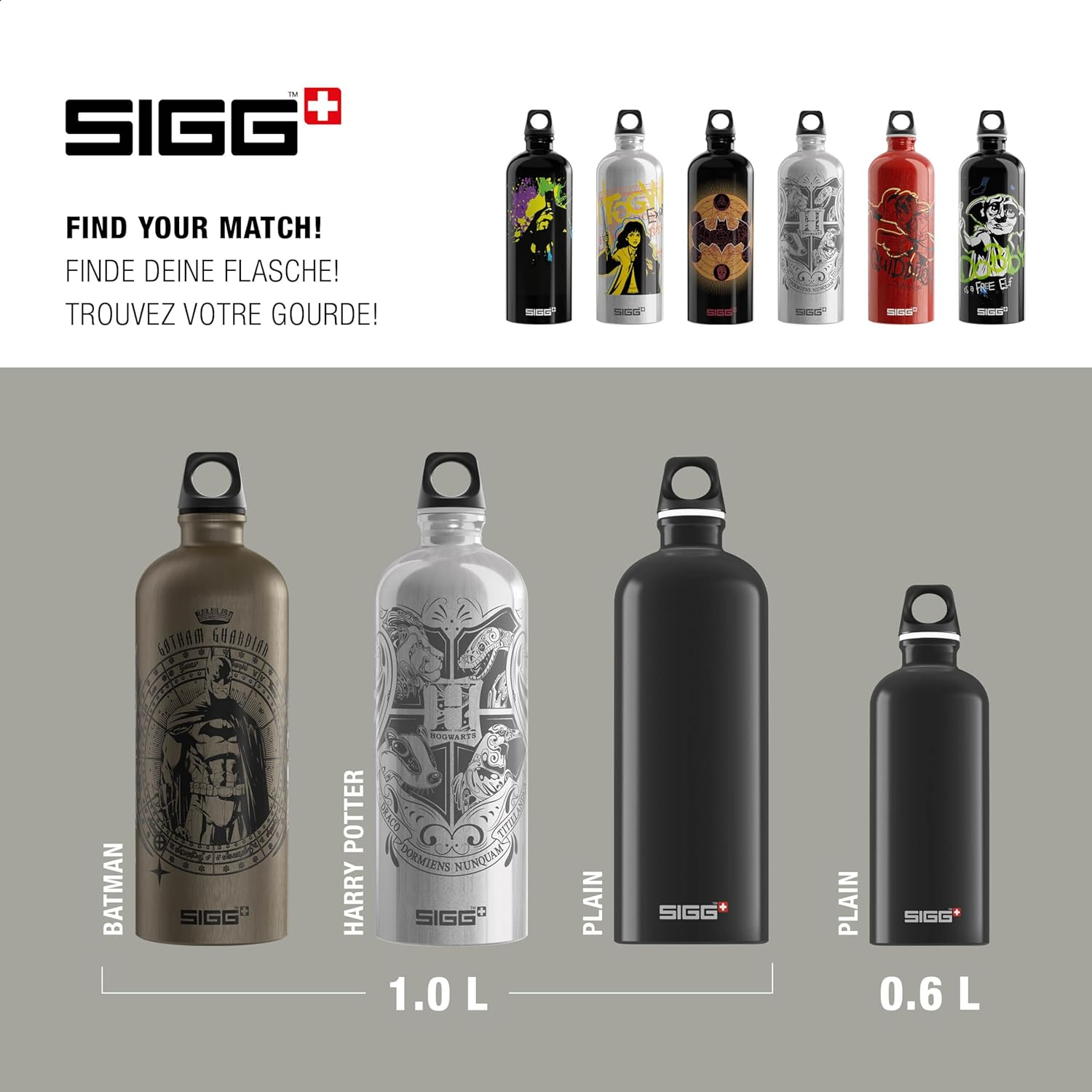 SIGG - Aluminium Water Bottle - Traveller Batman Guardian - Climate Neutral Certified - Suitable for Carbonated Drinks - Leak-Proof - Feather-Light - Bpa-Free - Outdoor - Grey - 1L image number 3