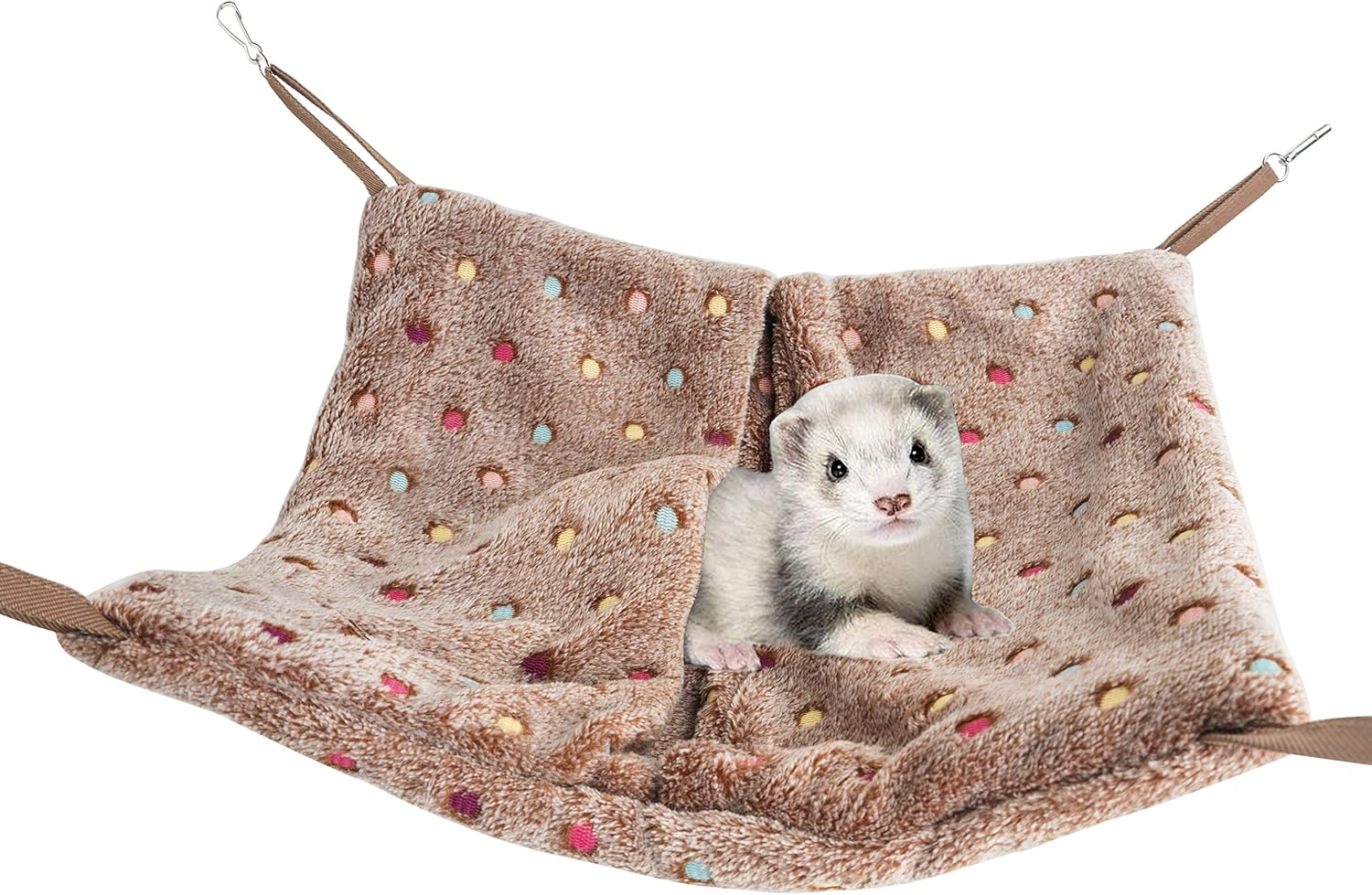 Niteangel Hanging Hammock Nap Sack Swing Bag Pet Sleeper for Ferret Rat Sugar Glider and Other Small Animals (Cream, Star)