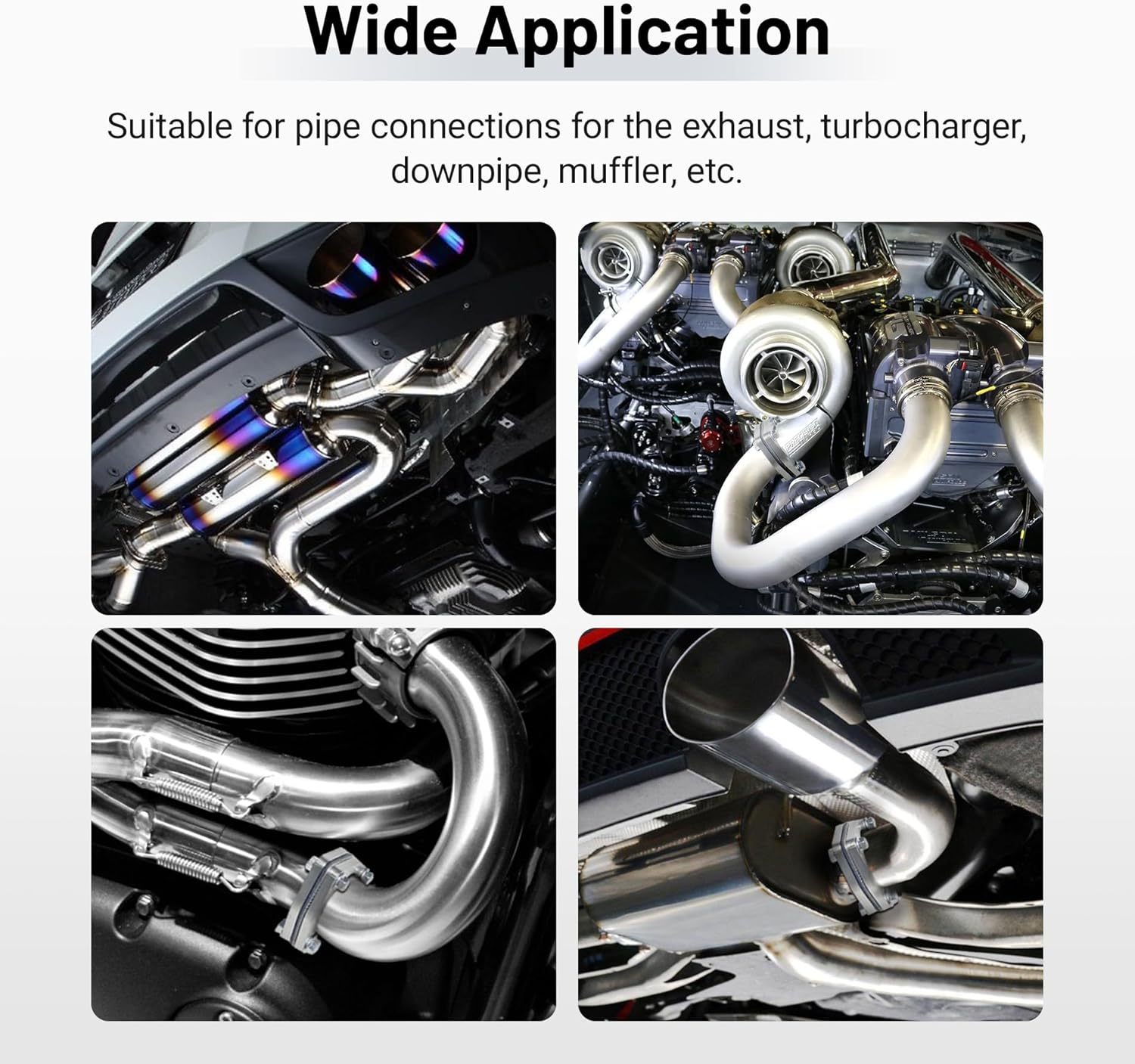 EVIL ENERGY 2 Inch 3 Bolt Stainless Steel Exhaust Flange & Exhaust Gasket Kit with Bolts & Nuts, Exhaust Flange Connection Kit for Automotive Replacement Exhaust Flanges (2PC Gasket)