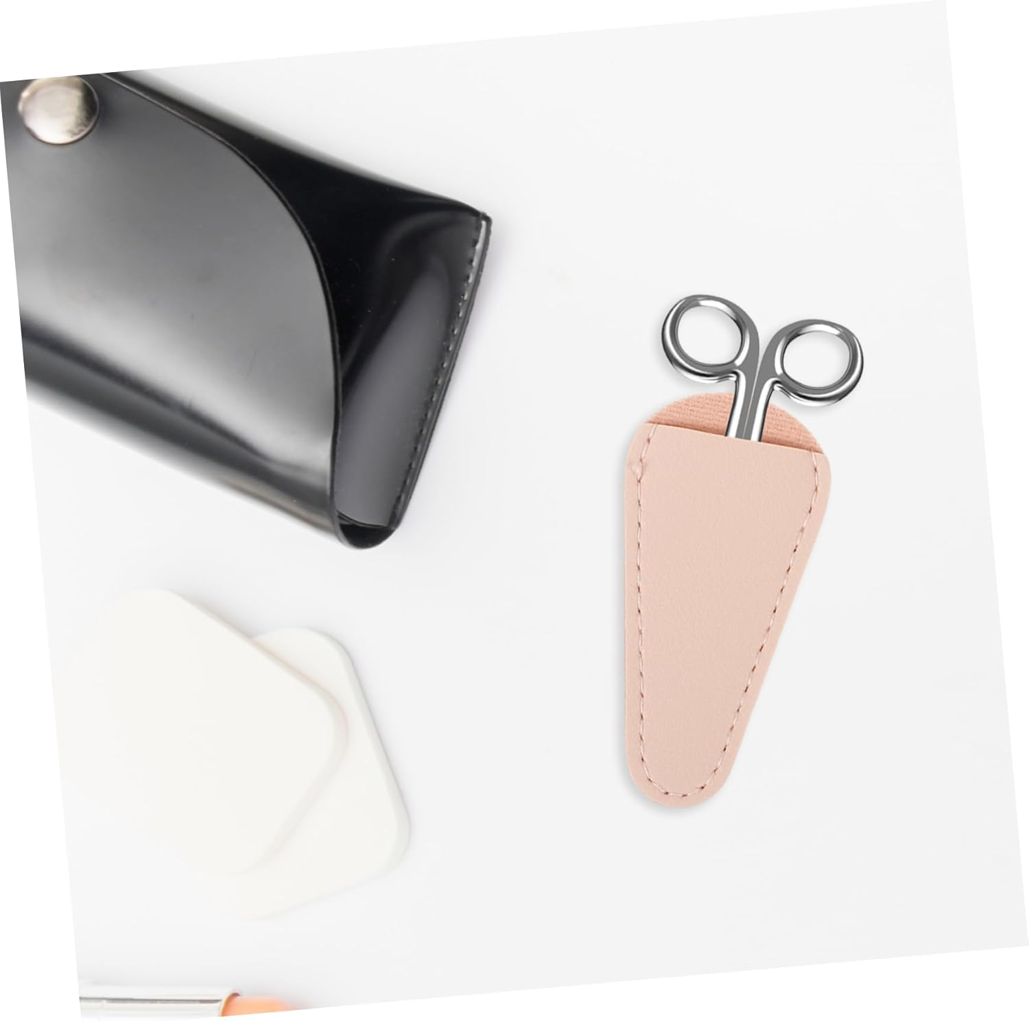 LOLIPPYY 4Pcs Cuticle Scissor Protective Covers Soft PU Leather Manicure Tool Protectors for Nipper and Tweezers Compact Nail Care Accessories for Home and Salon Use image number 4