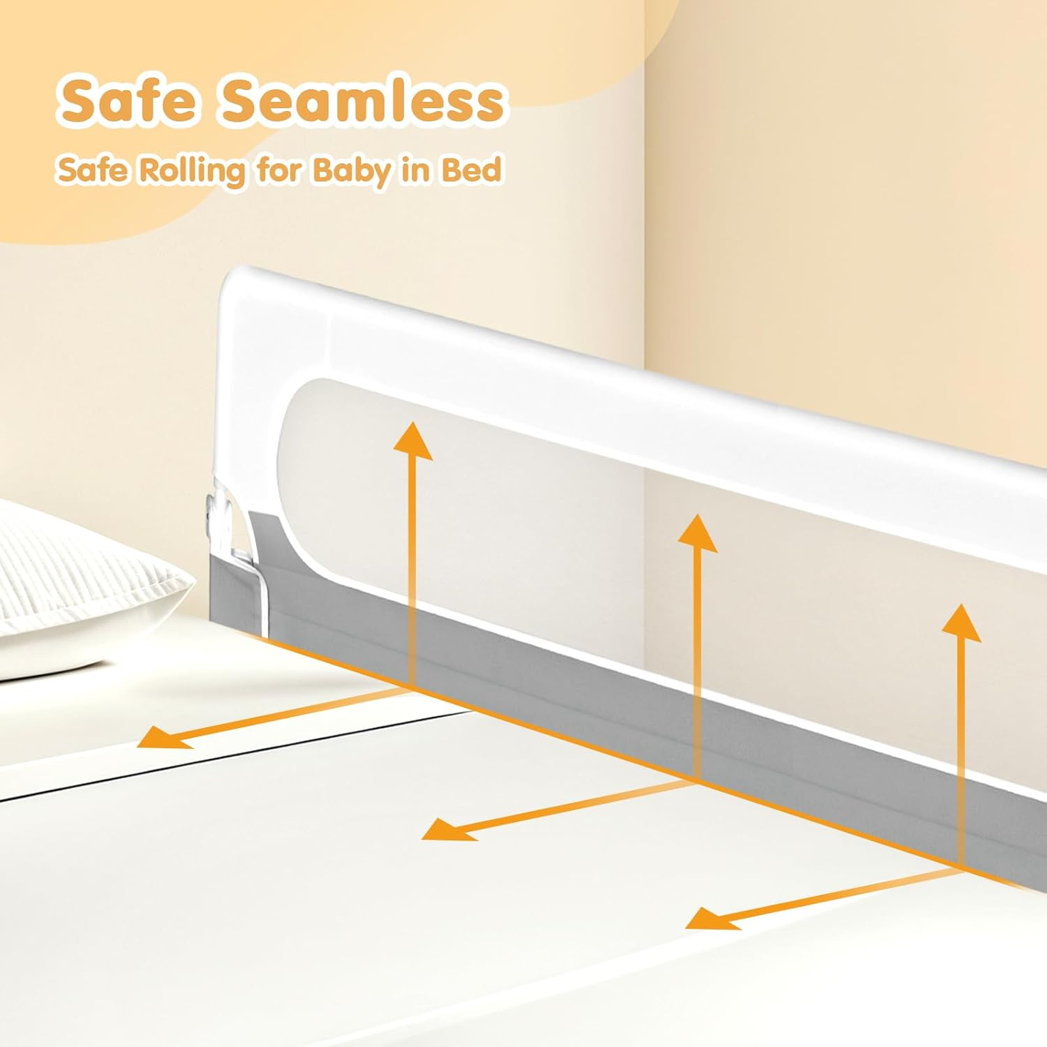 Advwin Foldable Baby Bed Rail for Toddlers Adjustable Kids Safety Guard Swing down Bed Rails, Fit Queen King Size Bed, 200 * 60Cm image number 5