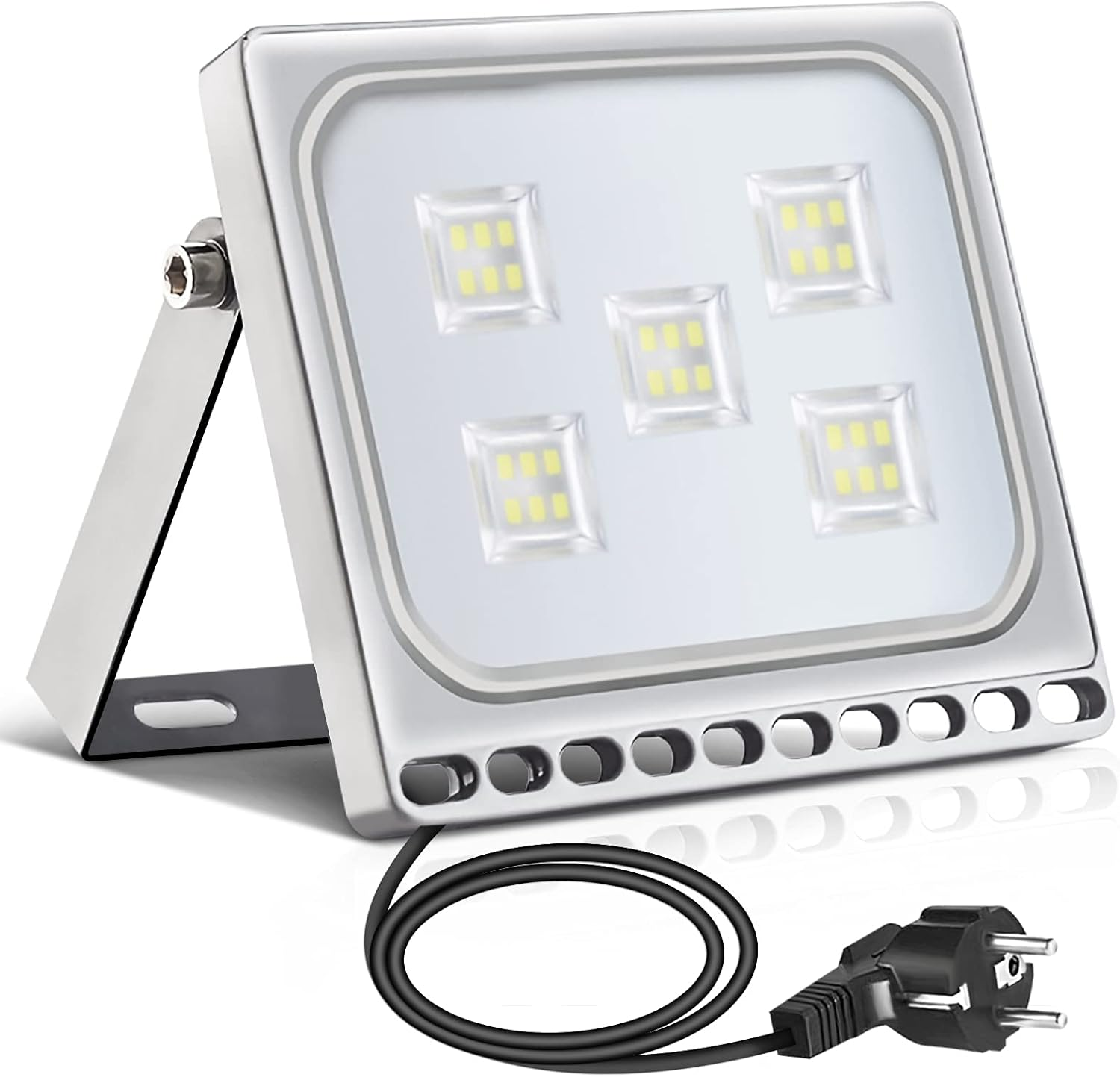 10 W LED Flood Light Spotlight with Plug Waterproof IP65 3000 K Warm White Ideal Wall Light Outdoor Lighting for Garden, Garage, Hotel