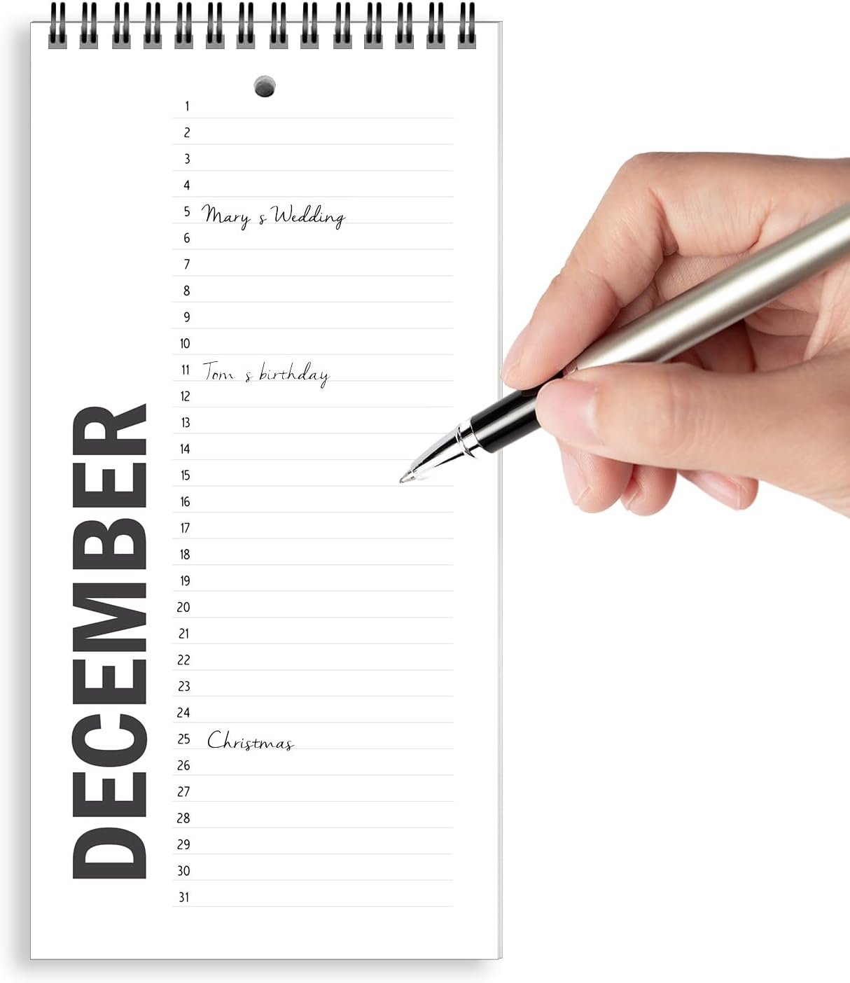 V2Croft Perpetual Calendar, 5" X 10" Minimalist Special Event Reminder Calendar Book, Sprial Monthly and Daily Wall Hanging Organizer for Important Dates, Birthdays, Anniversaries (White) image number 2