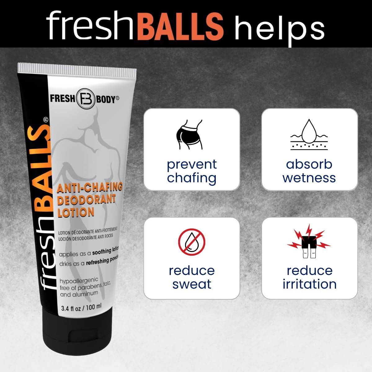 Fresh BALLS Cream - Men'S Anti-Chafing Comfort Soothing Lotion to Powder - Ball Deodorant and Hygiene for Groin Area - the Original anti Friction Cream for Men, 3.4 Fl Oz image number 6