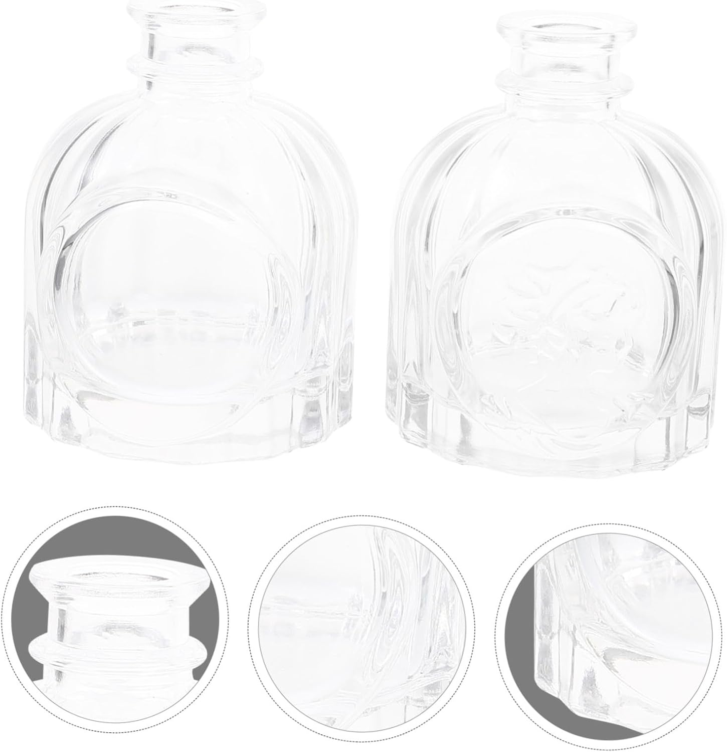 Beavorty 4Pcs Vintage Style Glass Diffuser Bottles 100Ml Refillable Aromatherapy Jars Carved Pattern for Home Decor image number 1