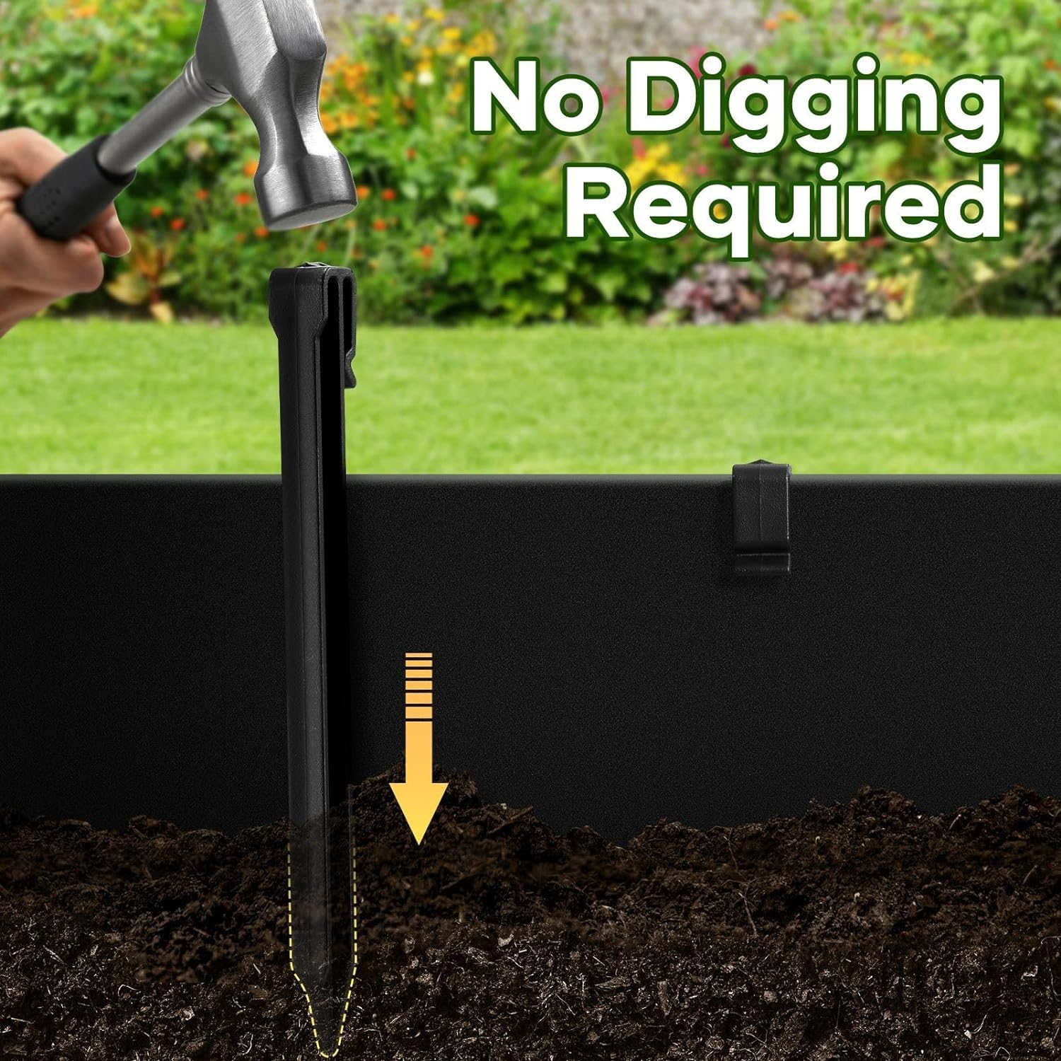 30Mx15Cm Garden Edging Lawn Border Landscape Edge Flexible DIY Fence Barrier Path Driveway Plant Grass Flower Bed Support Plastic Roll Kit - 30Mx15Cm image number 5