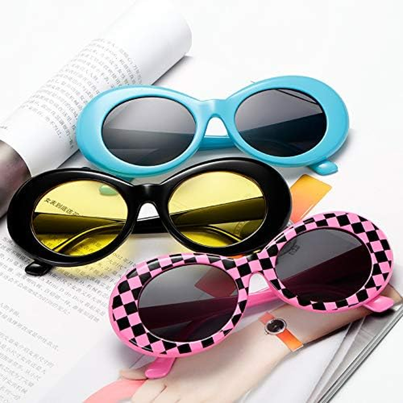 Armear Clout Goggles Oval Mod Retro Vintage Sunglasses round Lens,Black, Black image number 3