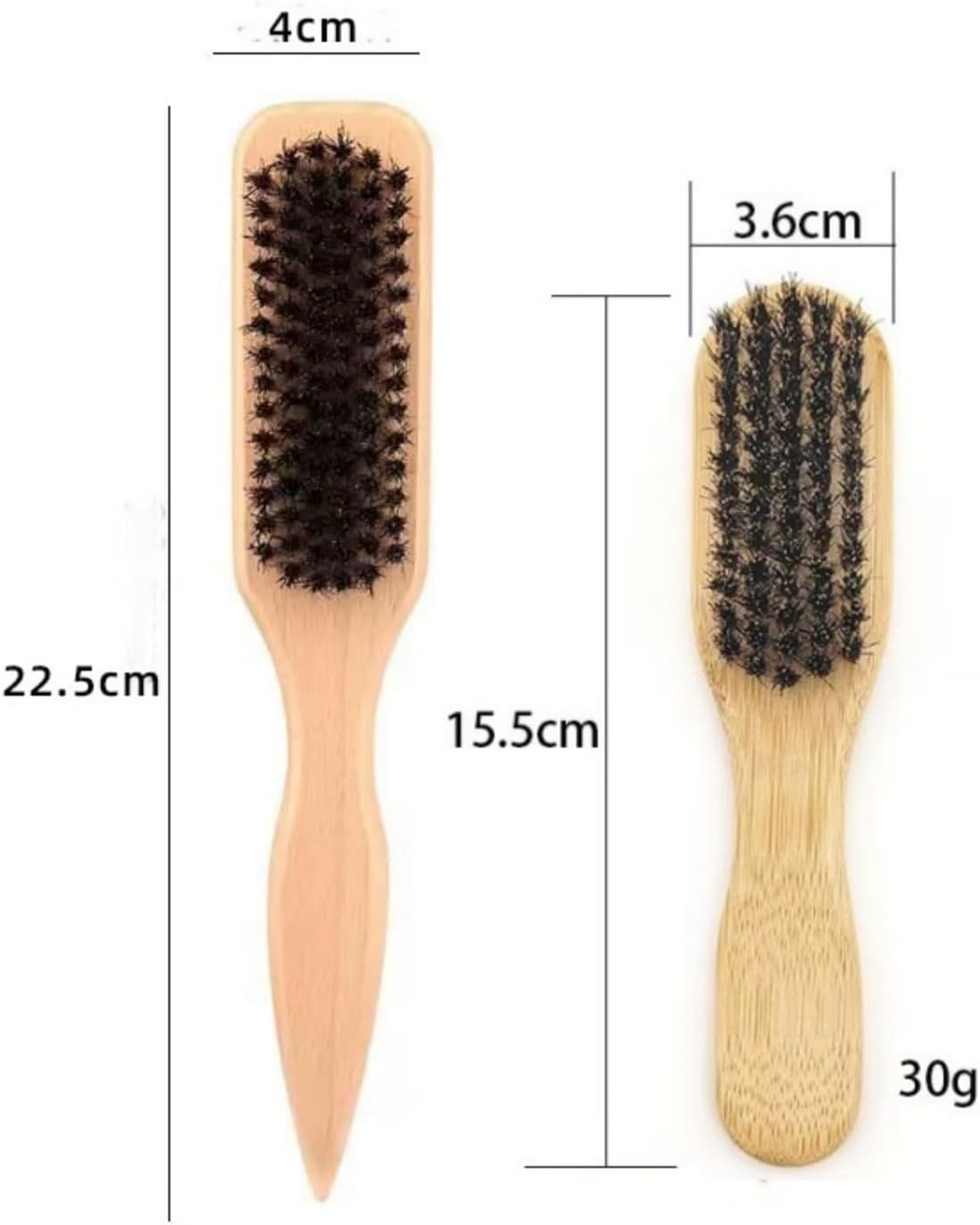2 Pcs Boar Bristle Slick Back Brush, Tame Frizz Nourish Hair, Large & Small Grooming Tool for Men Women Hair Beard Travel Home image number 3