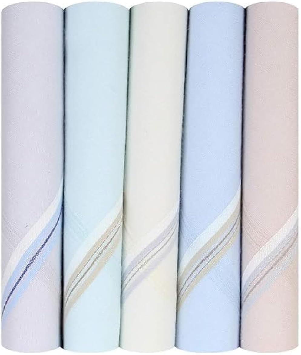 Caruso Italy Men'S Premium 100% Pure Cotton Handkerchief Colored Border - (46X46 Cm) - White Base, 5 image number 6