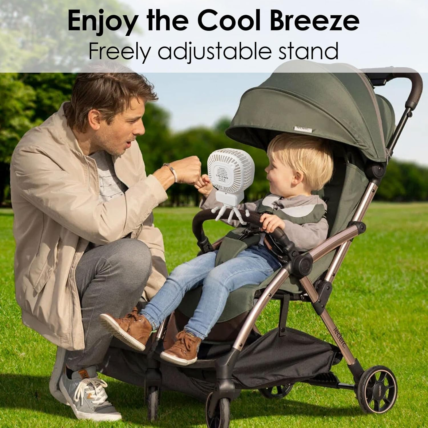 YLSD Portable Desk Fan, 5000Mah Battery-Powered Tripod Clip-On Stroller Fan, 3-Speed Adjustable Rotatable Personal Fan for Desk, Outdoor, Strollers, Car Interior, Camping image number 1