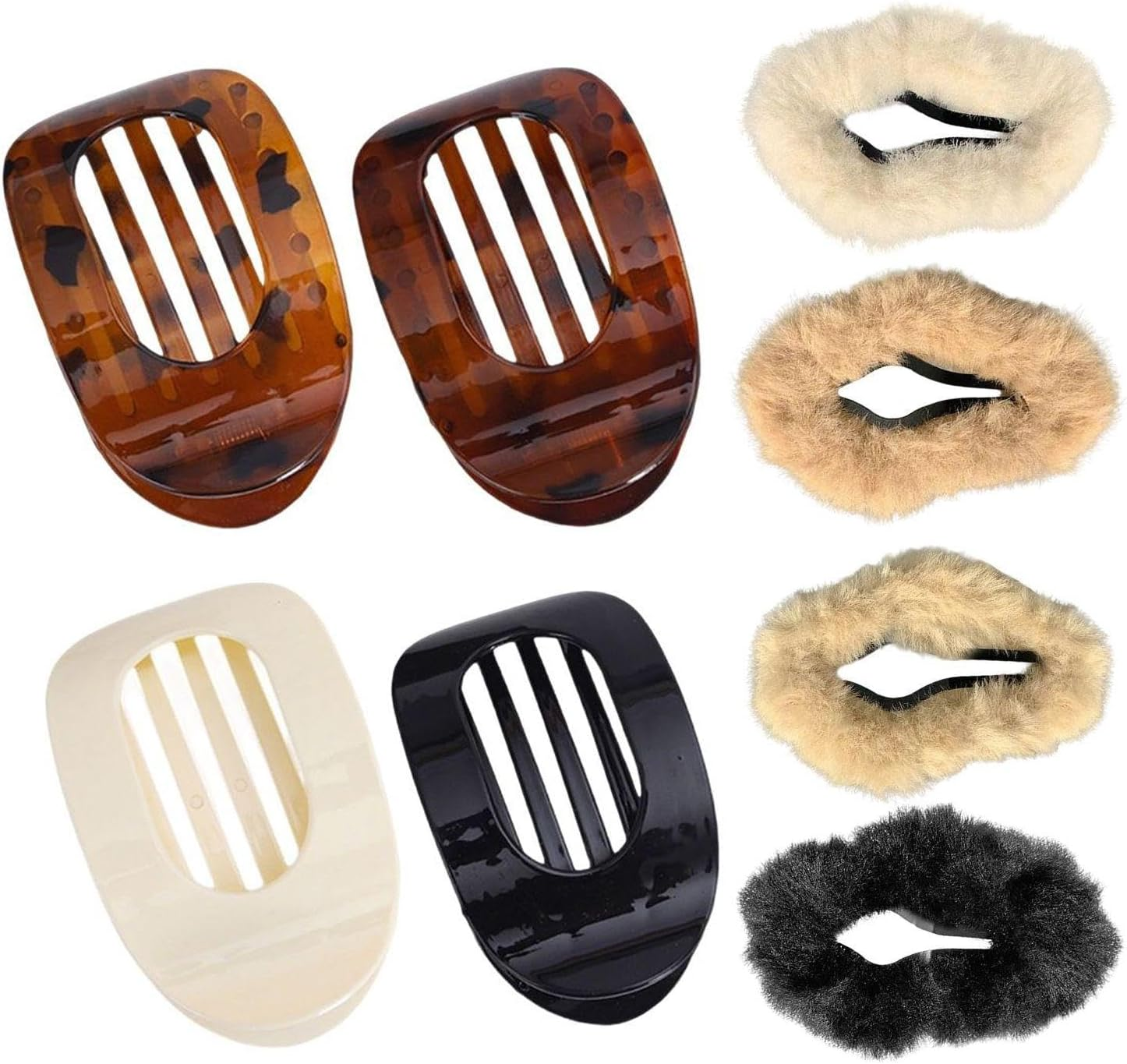 4 Pieces Multi-Coloured Hair Clips, 4 Pieces Plush Hair Clips, Matte Hair Clips, Rectangular Shark Clips, Creative and Cute Accessories and Personalised Trendy Hair Accessories. image number 1