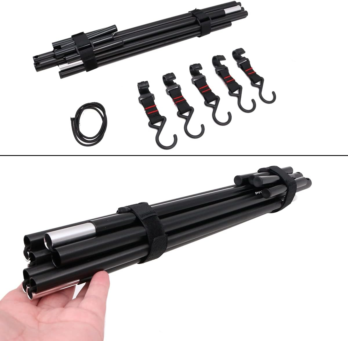 NUZAMAS Tripod Camping Hanging Rack with 5X Hook Cookware Storage Portable, Outdoor Camping Folding Rack, Cooking Tripod, Drying Clothes, Pot Roast, Grilling Picnic Camping BBQ Hanger image number 1