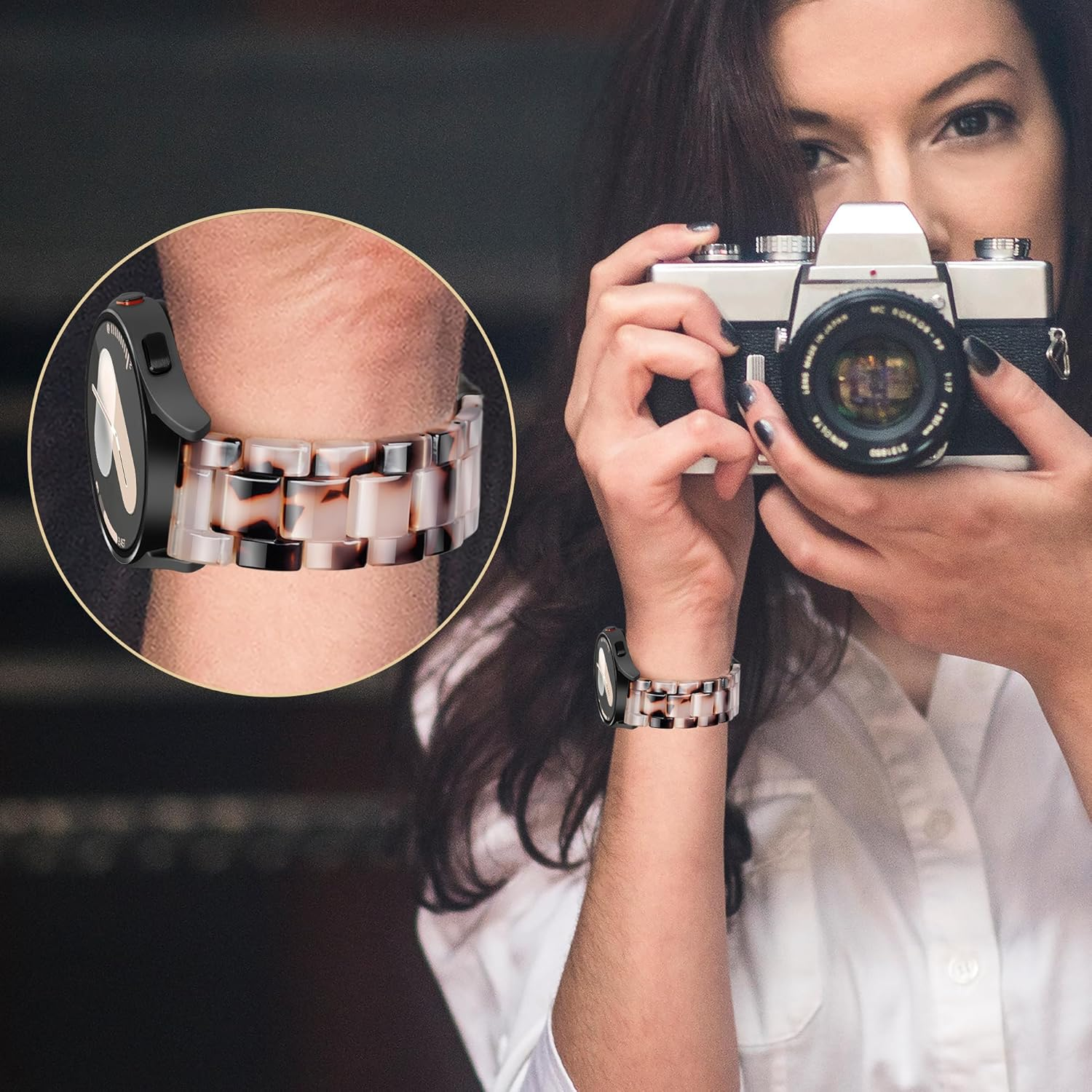 Vamyzji Compatible with Samsung Galaxy Watch 5/Watch 5 Pro, Galaxy Watch 4 Band 40Mm 44Mm, Galaxy Watch 6 40Mm 44Mm, Galaxy Watch 6 Classic 43Mm 47Mm, Resin Band for Samsung Watch 4 Classic 46Mm 42Mm image number 2