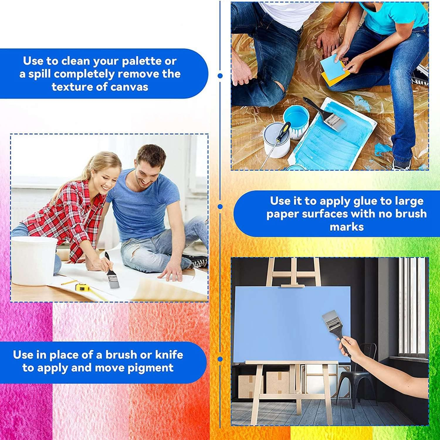 Zicojia 4 Pcs Silicone Paint Brush Set Color Shaper Silicone Brush for Resin Paint Brush, 1 1.5 2 2.5 Inches Wide