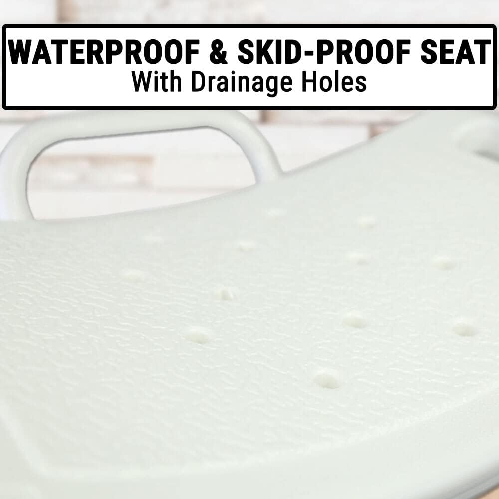 Foldable Steel Shower Chair W/Handle Stool Seat Bench Safety Aid Elderly image number 5