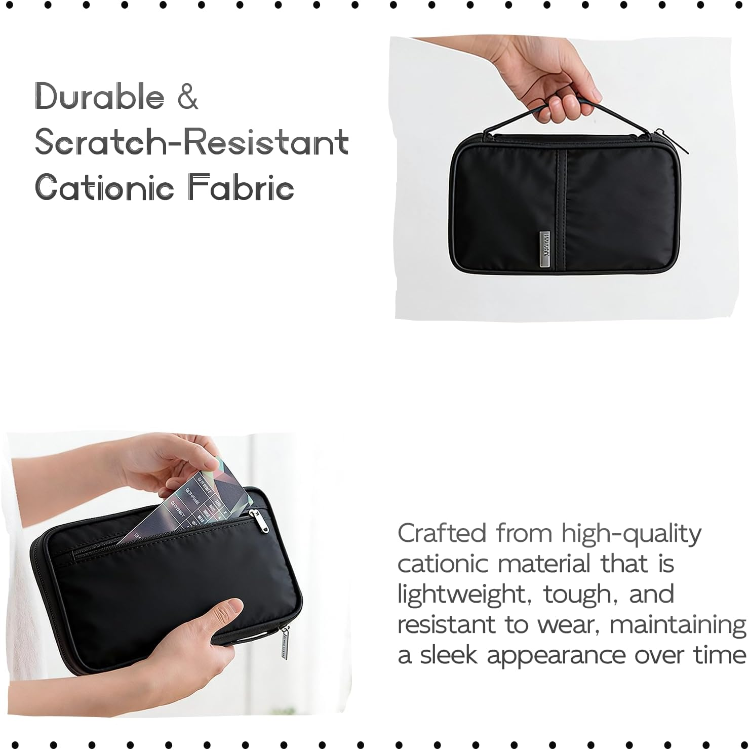 Travel Passport Wallet Family Passport Holder with RFID Blocking and Waterproof Features - Document Organizer for Men and Women, Compact and Stylish, Black image number 4