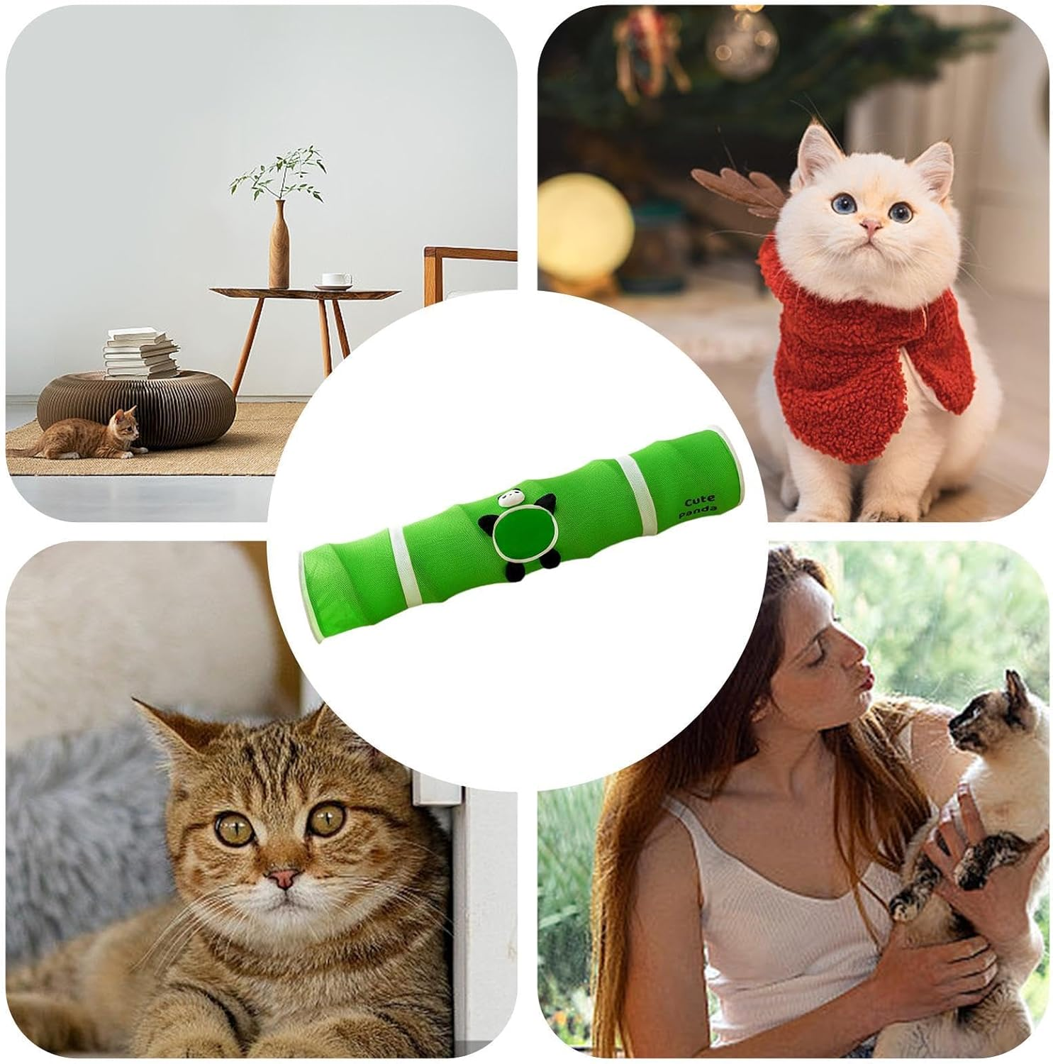 Cat Tube Tunnel,Indoor Cat Foldable Tube Tunnel - All-Season Pet Exercise Toy Ball Included Tunnel for Study Room, Courtyard, Balcony, Living Room image number 4