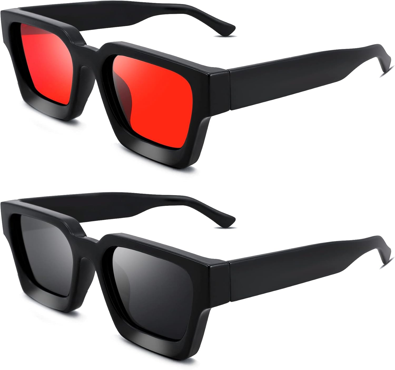 Braylenz Retro Square Sunglasses for Men Women Thick Frame Chunky Rectangle Shades