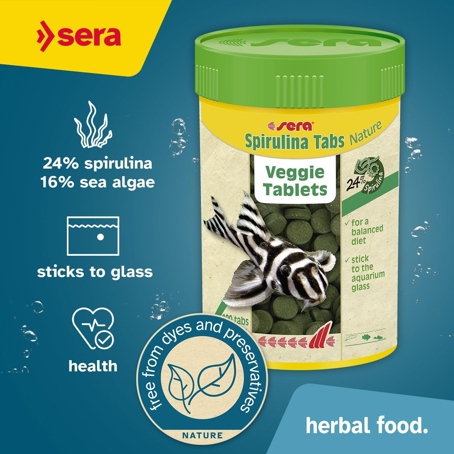 Sera Spirulina Fish Food Tablets, 100 Count image number 3