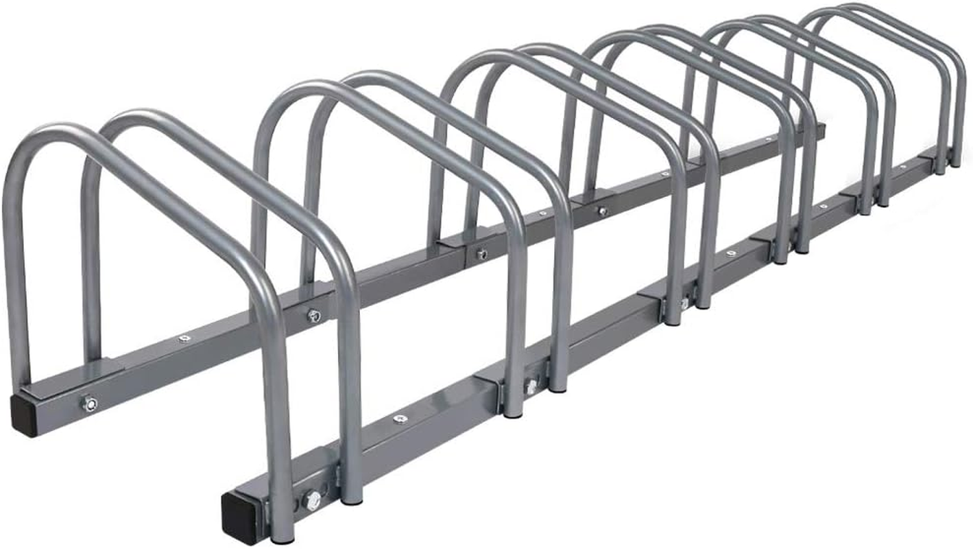 Weisshorn 6 Bike Stand Storage Rack, Road Bikes Holder Foot Floor Parking Stands Balance Bicycle Storages Outdoor Garage Park Tool Cycling Equipment, Steel Construction Silver image number 1