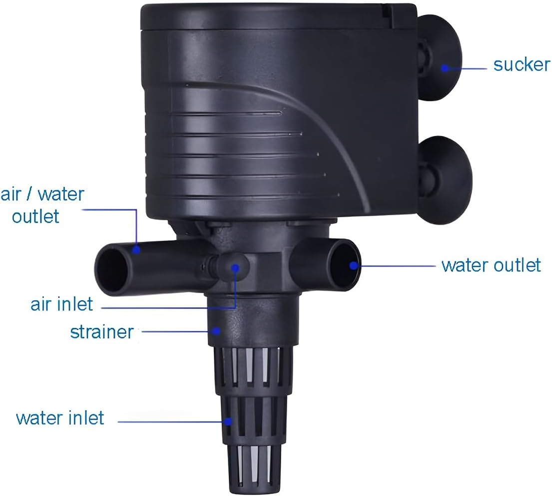 AIMALL 3-In-1 Mini Aquarium Filter - Submersible Water Purifier with Oxygen Pump, Energy-Efficient & Quiet Operation, Ideal for Various Tank Sizes, Includes Installation Accessories image number 1