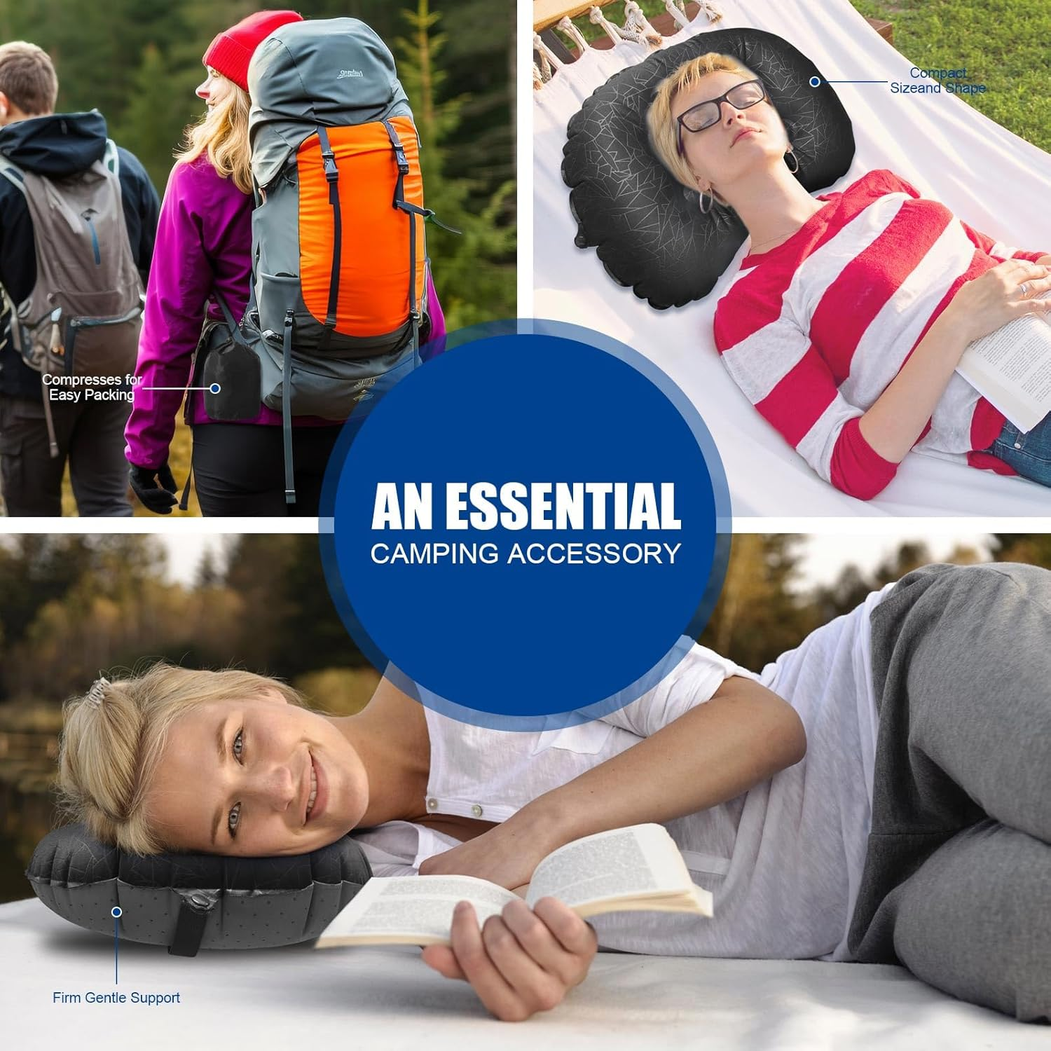 DAWNTREES Inflatable Camping Travel Pillow, 2 Pack Ultralight Pillow, Neck Pillow,Beach Pillow,Backpacking Pillow, Inflatable Pillow for Camping,Hiking - Green image number 4