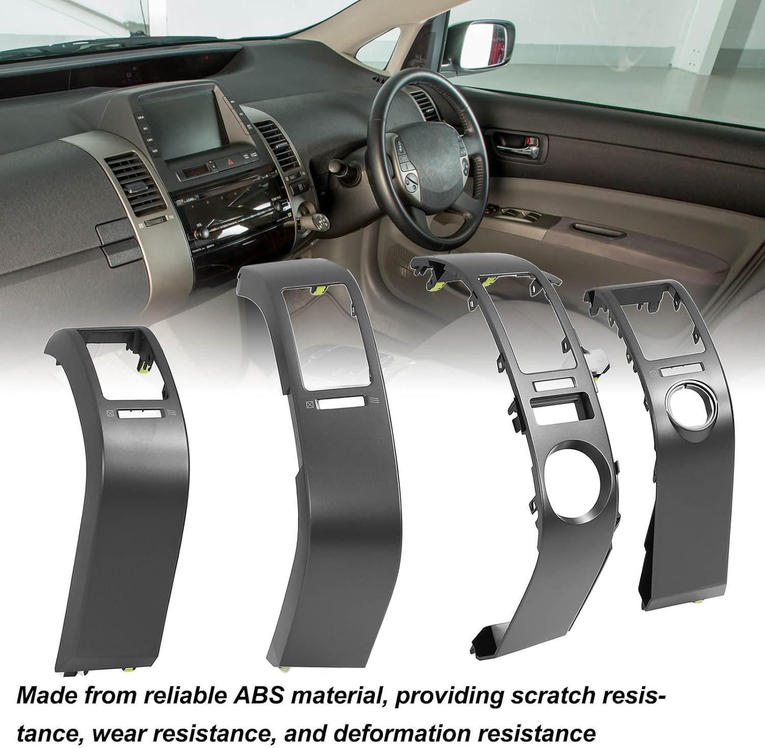A/C Dash Air Vent Trim Panel, Air Vent Outlet Frame Cover, Compatible with Prius 1.5L 2004-2009, Replaces# 55670-47060, 55680-47020, 55062-47010, 45564-37020, 4Pcs image number 2