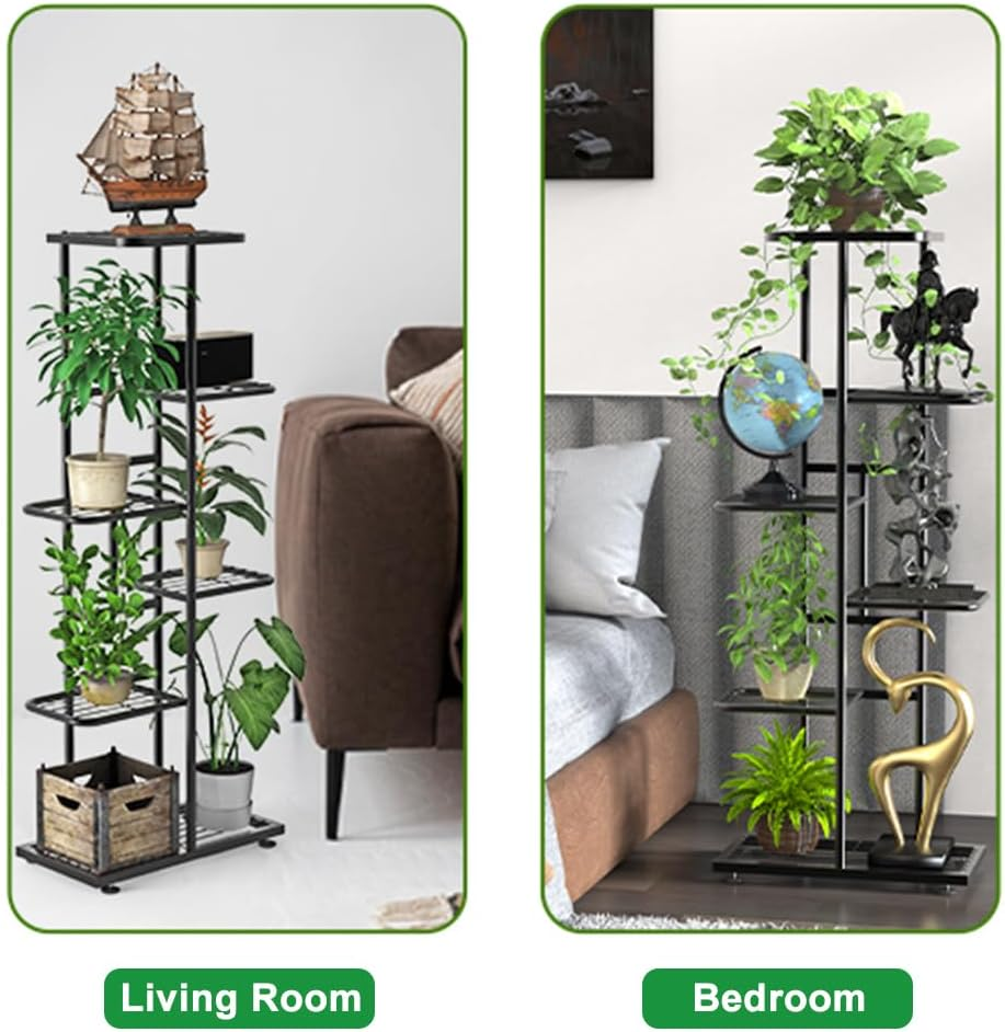 Delsol Metal Plant Stand,Multiple Stand Holder Shelf Rack, Indoor&Outdoor Planter Display Shelves for Patio Garden, Living Room, Corner Balcony and Bedroom (Dark Grey, 4 Tier-5 Potted) image number 1