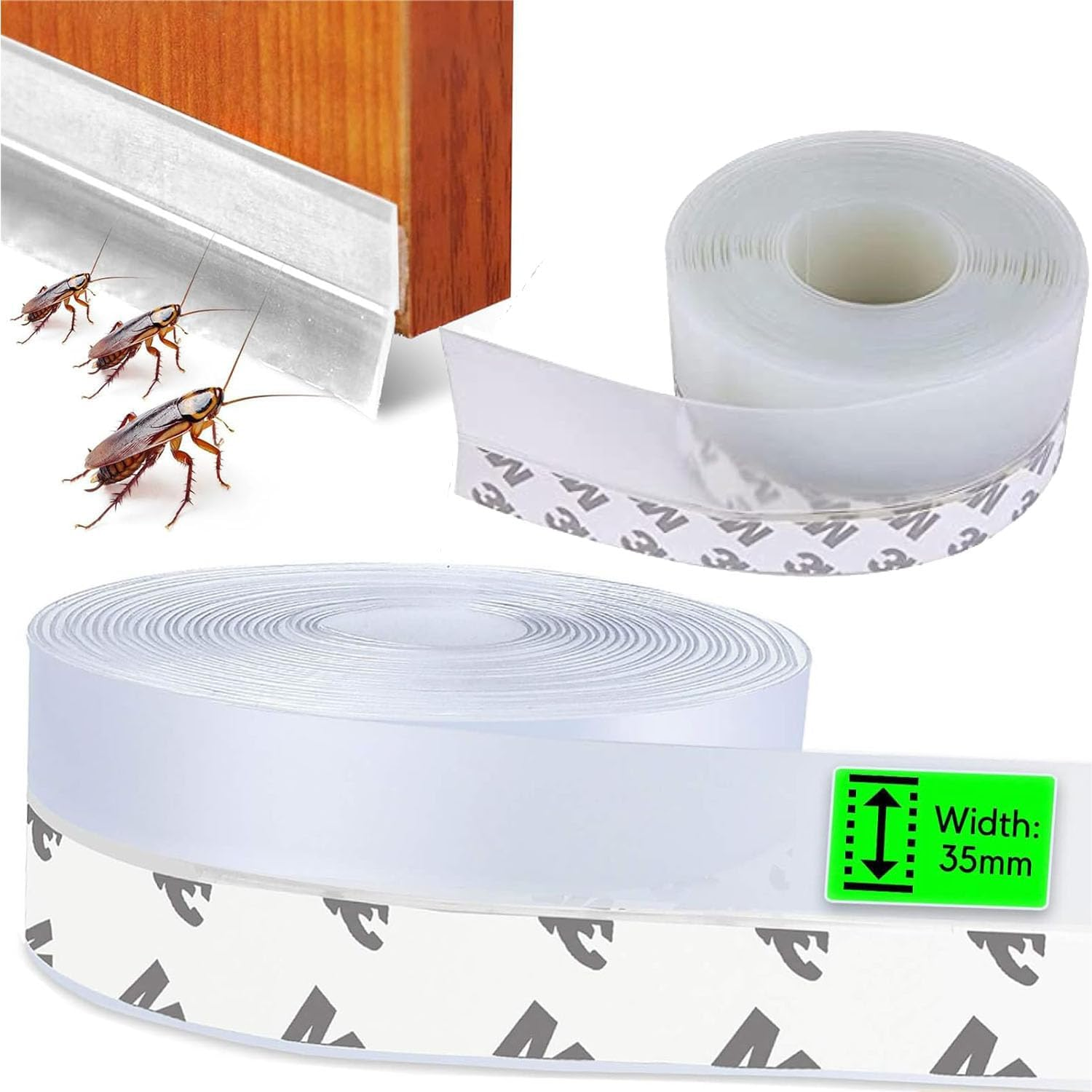 35Mm Weather Stripping for Door Frame, 16.4 Feet Silicone Seal Strip for Doors, Windows, Shower, Glass Gaps image number 6