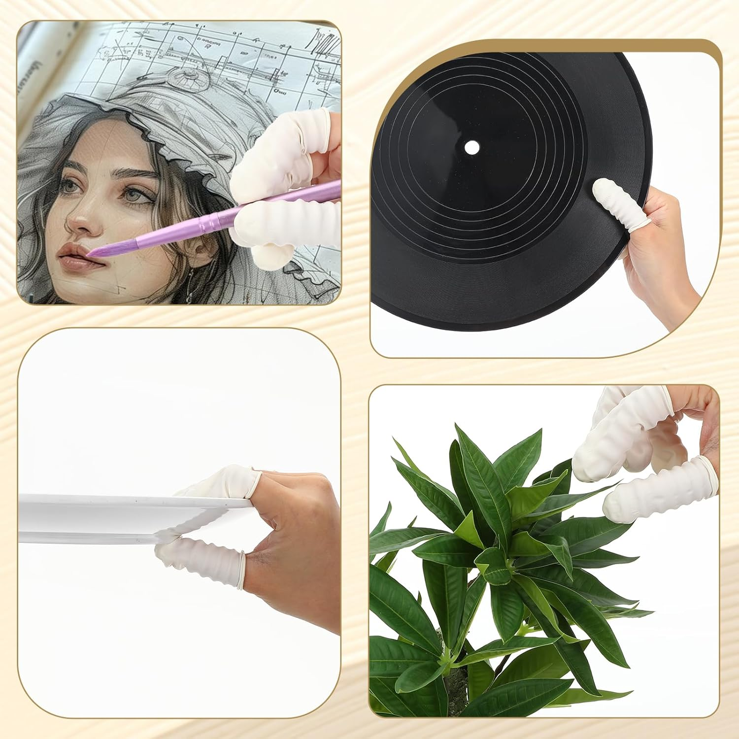 Pack of 100 Latex Finger Cots Finger Protection, Finger Cots Bandage Finger Caps, Antistatic Finger Covers, Latex Finger ​Cot,Latex Nail Cover, for Tattoo, Beauty, Cosmetics, Cleaning, Jewellery image number 2