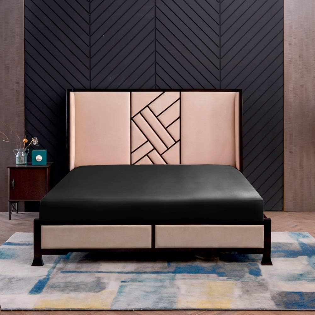 THXSILK Fitted Sheet, Silk Flat Sheet, 160 X 200 Cm, Red Silk Flat Sheet, 100% Pure 19 Momme Mulberry Silk Bed Linen, Fitted Sheet for Standard Mattress, 30 Cm