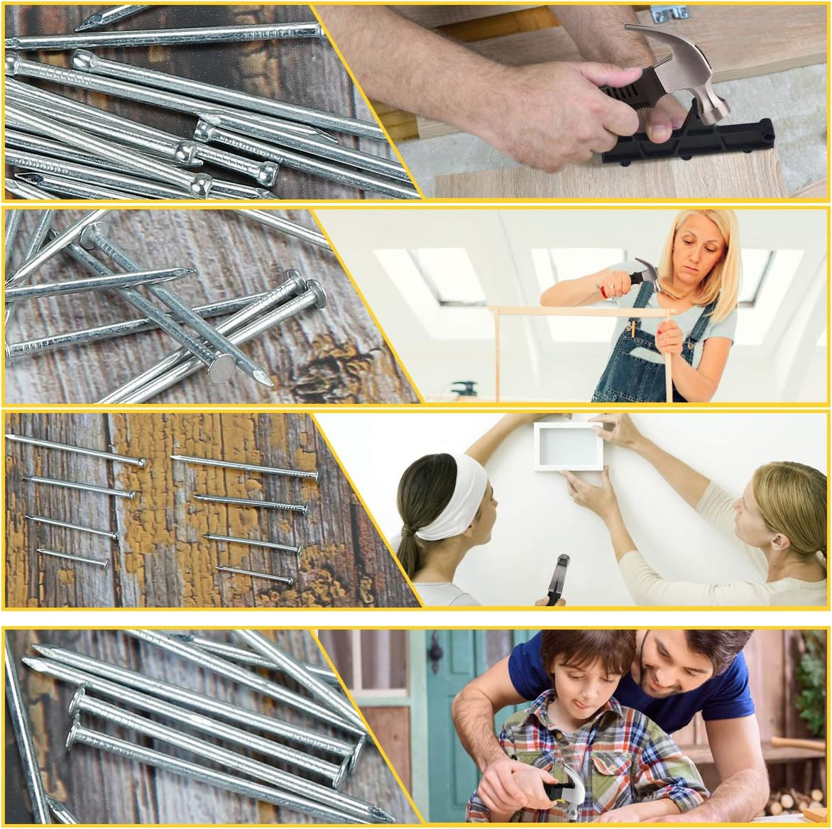 KURUI 560Pcs Small Nails for Hanging Pictures Assortment Kit & 8Oz Small Hammer, Mini Hammer Set with Hardware Nails Assorted Set, 280 Wall Nails & 280 Finishing Nails image number 1