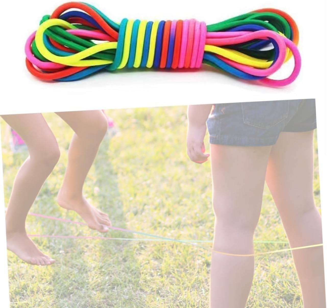 WADY 5 M Colorful Elastic Rubber Skipping Rope, Chinese Jump Rope for Outdoor Sports & Fitness,Durable Jumping Rope for Children image number 2