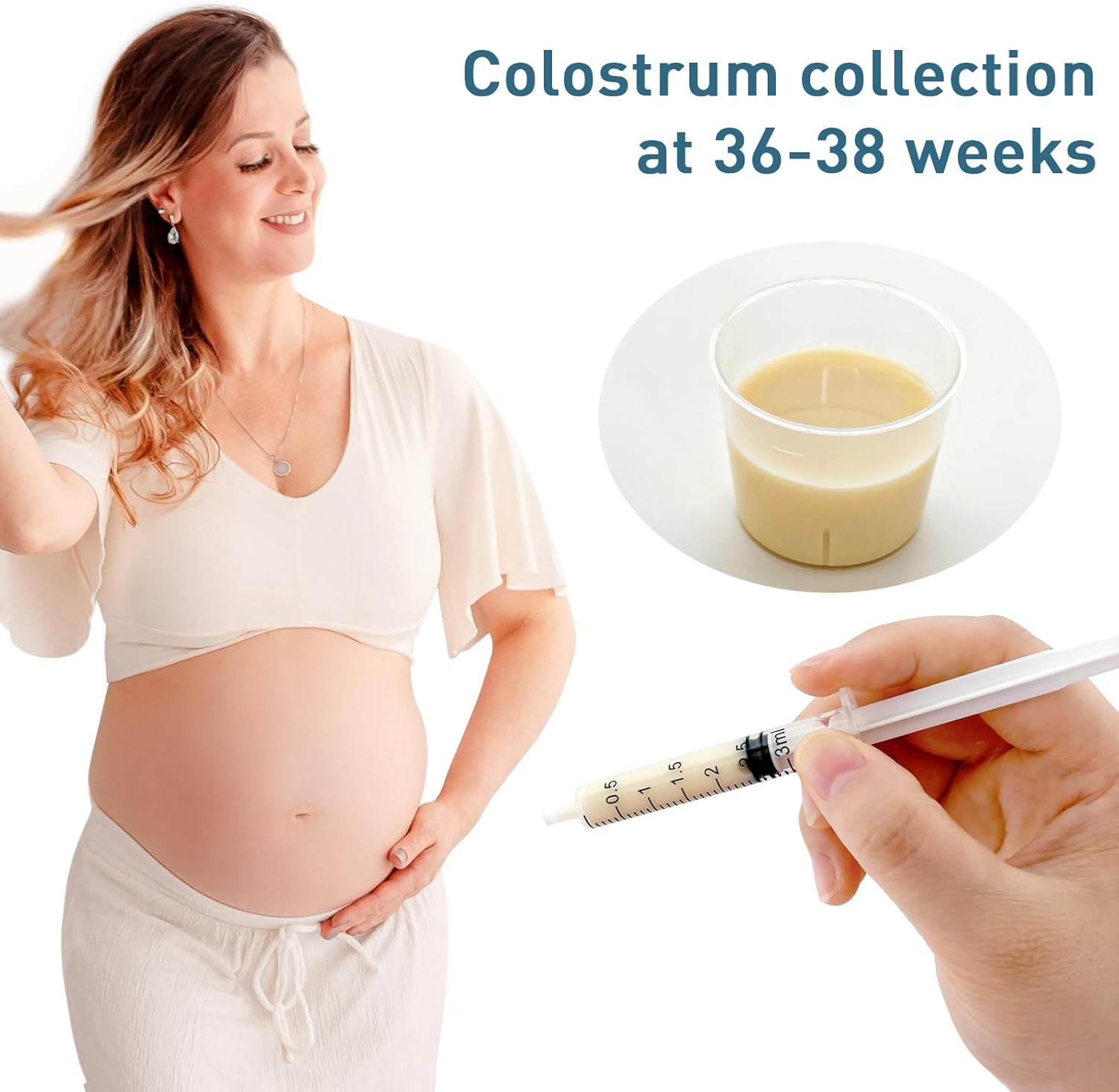 50 Colostrum Collector Sets Include 3Ml without Needle Colostrum Syringe with Cap, Sticker, Clear Ziplock Bag and a Measuring Cup image number 5