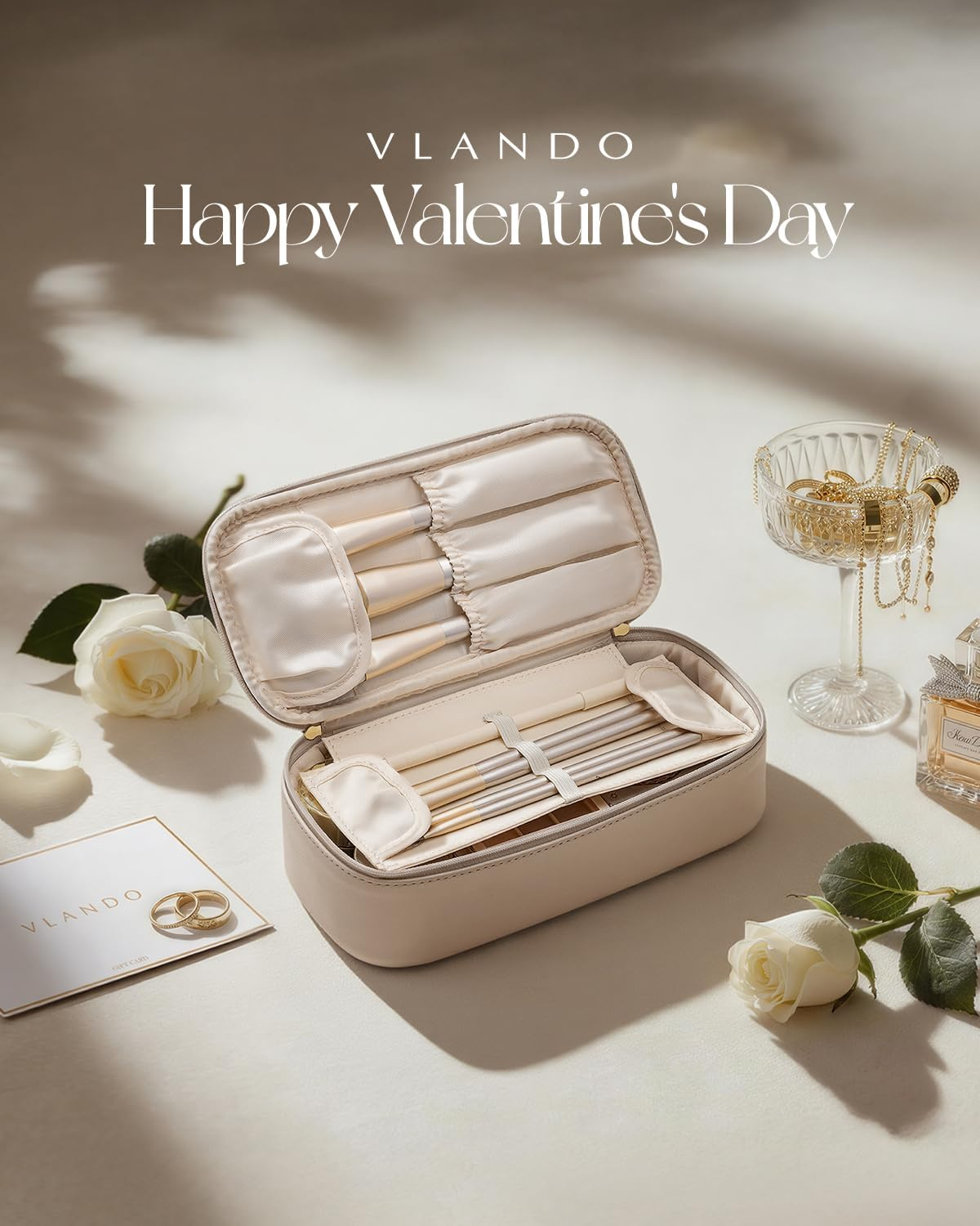 Vlando Travel Makeup Bag,Small Makeup Bag for Women,Gifts for Women Girls, Makeup Pouch Purse Travel Essentials Toiletries-Toffee