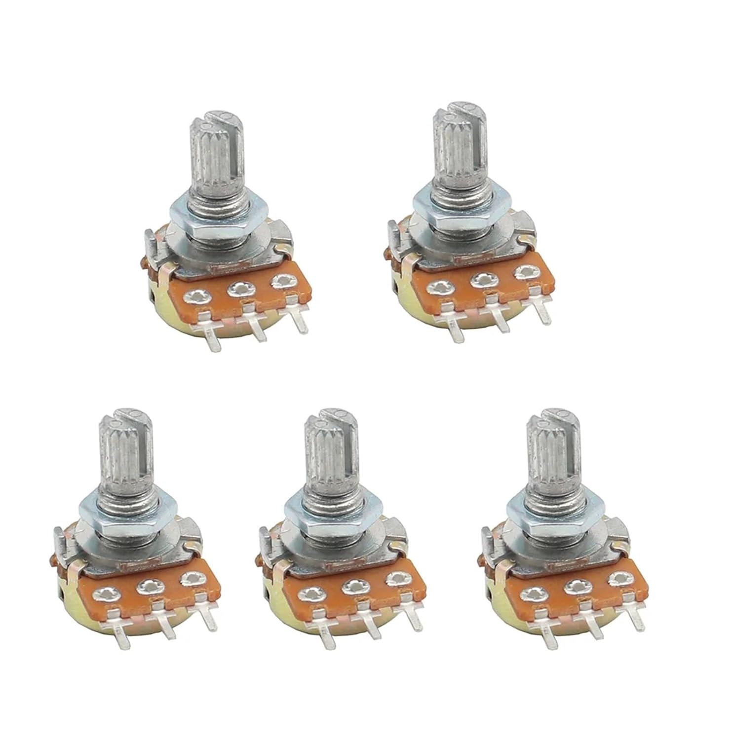 SKXMOD 1Pcs WH148 1K 2K 5K 10K 20K 50K 100K 500K 1M &Omega; 3Pin Knurled Shaft Linear Taper Rotary Potentiometer Resistor W/Knob for Audrino(50K Ohm) image number 4