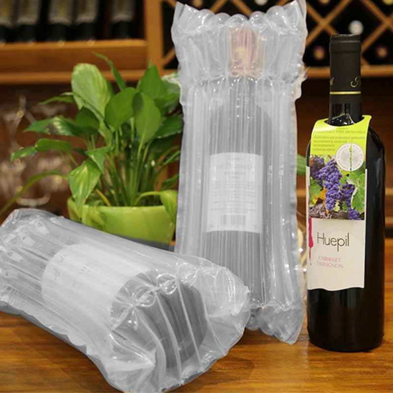 12-Pack Reusable Wine Bottle Travel Protector Bags with Free Pump &ndash; Inflatable Air Column Bubble Packaging for Safe Wine Transportation, Durable & Lightweight