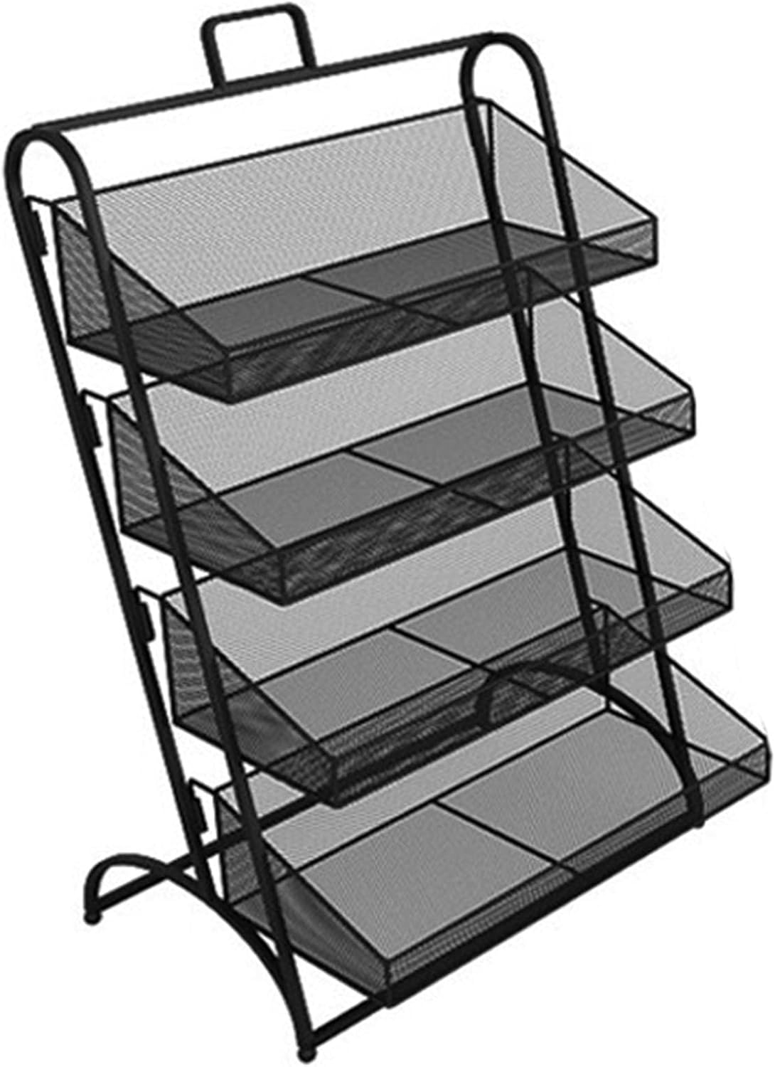 Snack Storage Rack Storage Baskets， Countertop Snack Stand Retail Store Display Rack(Black,41X26.5X50Cm)