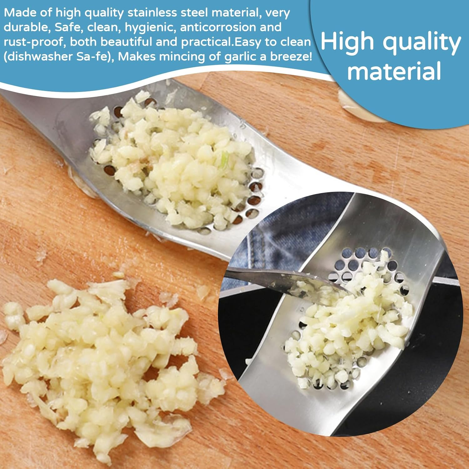 Stainless Steel Garlic Presses Garlic Rocker Peeler to Press Garlic Crusher Mince Cloves of Garlic Kitchen Tool image number 4