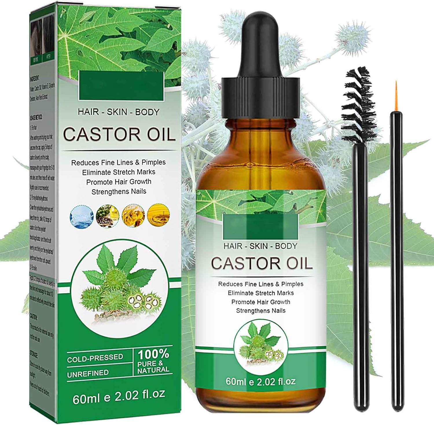 2023 New Castor Oil, 60Ml Hair Treatment Oil for Eyelashes, Eyebrows Growth, Anti-Fall Hair Care, Moisturizing, Repairing, Thick Hairline, Strong and Firm Hair Essential Oil &hellip;/100