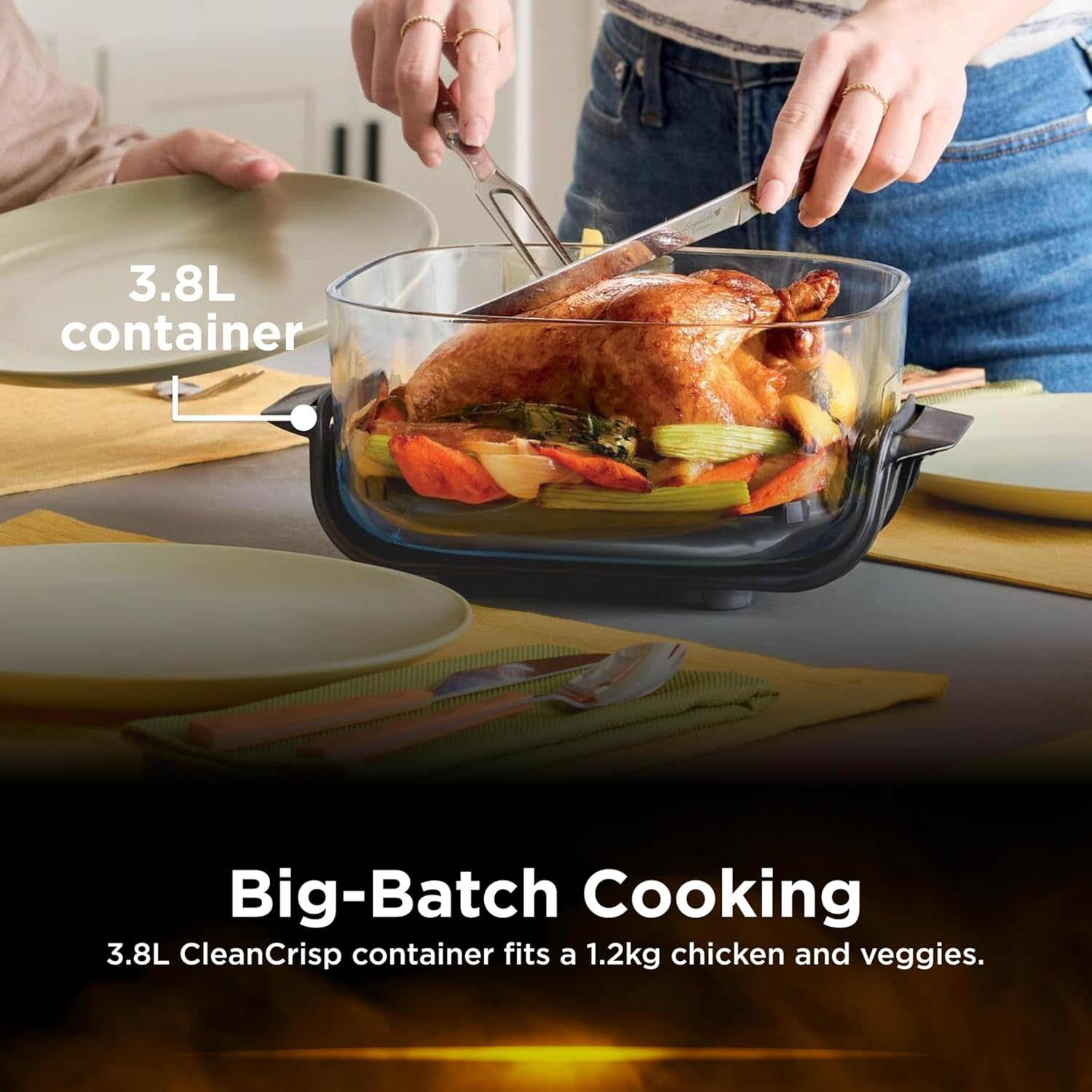 Ninja Crispi&trade; 4-In-1 Portable Glass Air Fryer, Cleancrisp&trade; Glassware, 4-In-1 Functionality, Thermal Shock Resistant, Leak-Proof Lids, Fixed Heat Protection, FN101SGANZ, Sage image number 1