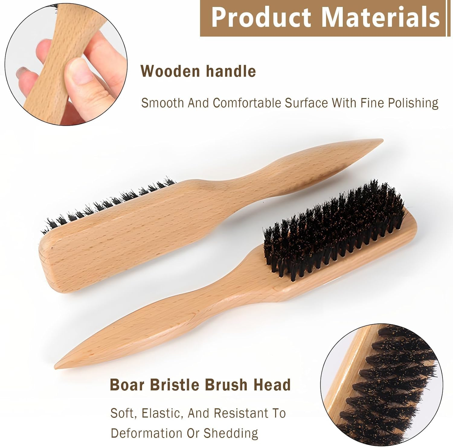 3 Pack Slick Back Hair Brush, Boar Bristle Hair Brush for Men & Women,Anti-Static Wooden Handle,Can Style,Manage,And Flatten Hair/Beard,Ideal for Sleek Styles, Wax Stick Application & Hair Parting